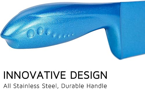 Miniatura 6 de WELLSTER - Juego de cuchillos de cocina azules con bloque, juego de 6 cuchillos universales, hoja de acero inoxidable alemán, revestimiento