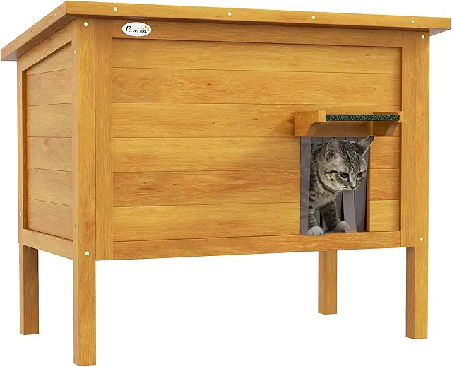 Geïsoleerd kattenhuis voor buiten - Houten buitenverblijf met asfaltdak 85x50x68.5cm
