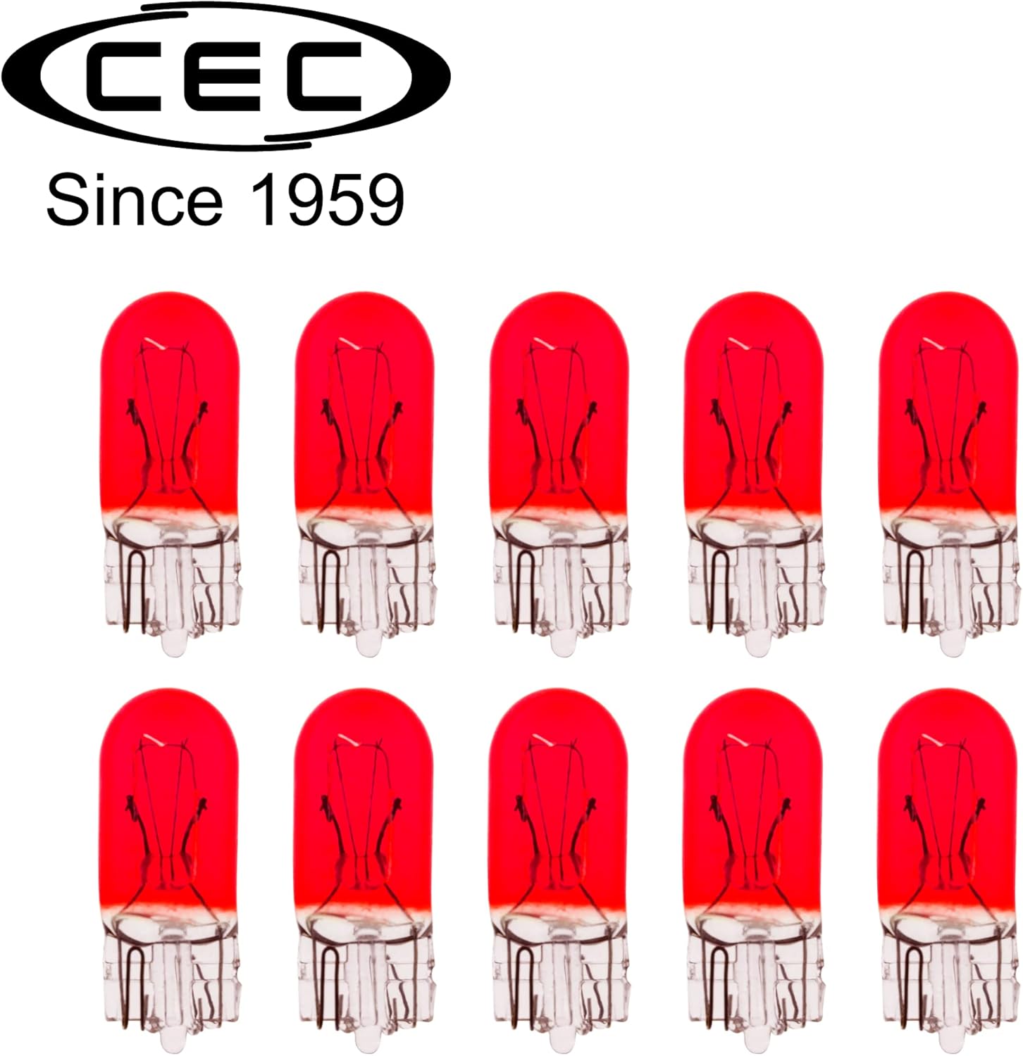 CEC Industries 194R Red Color 14V, 3.78W, 0.27A, T3.25 Miniature Light Bulbs (Box of 10)