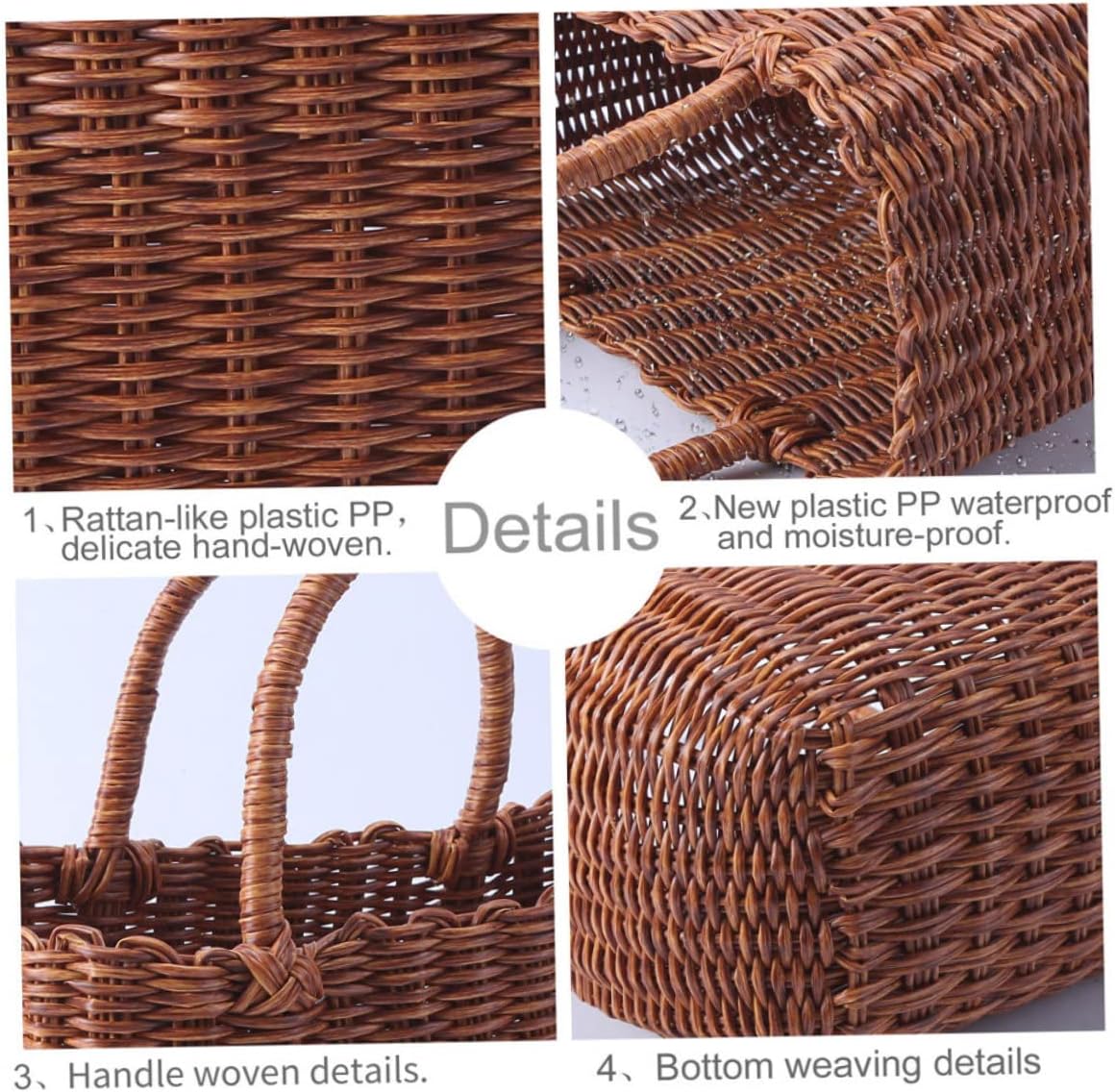 BESPORTBLE 1pc Basket Wicker Picnic Baskets Vegetable Storage Basket Portable Basket Out Door Decor Tote Basket Fruit and Vegetable Basket Outdoor - Image 5