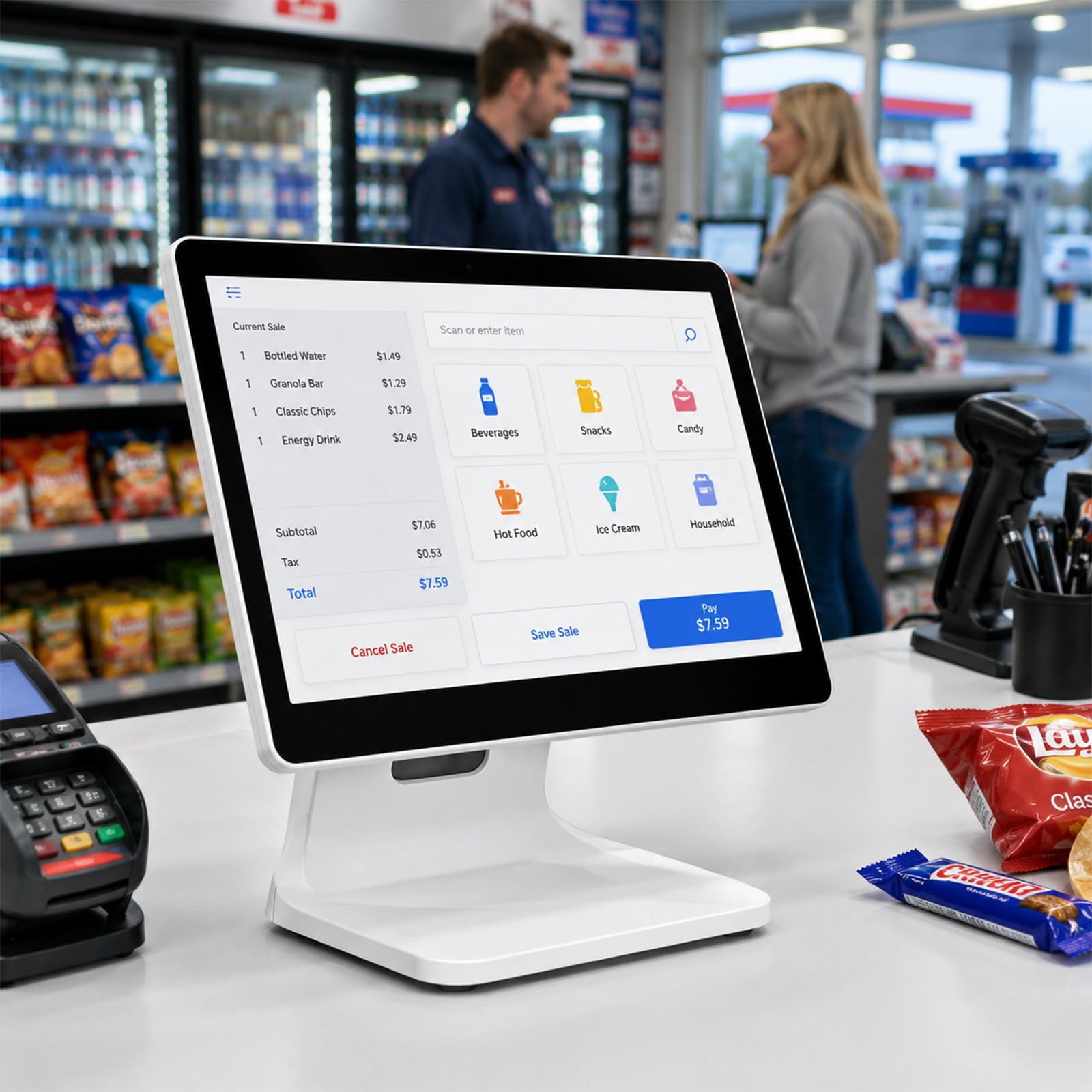 TBANVOO POS Cashier Register, a 15.6" Touchscreen POS System with Smart Technology and Extensive Interfaces, Ideal for Small Business, Retail Stores, and Restaurants