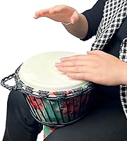 Vista 5 de Tambor africano de percusión, hecho a mano, cabeza de piel de oveja, estilo nacional