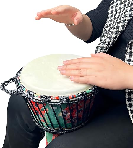 Miniatura 4 de Percusión, tambor africano Djembe Bongo Congo, hecho a mano, cabeza de tambor de piel de oveja, tambor de mano de estilo nacional (A)