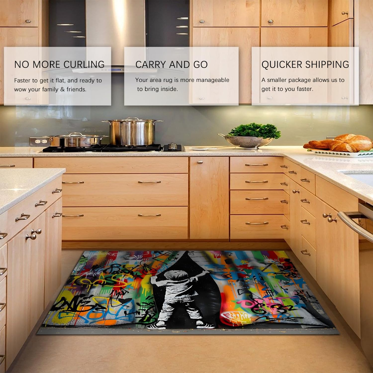 Kids Rug Nursery Area Rug Colorful Graffiti Floor Carpet Cute Boy Pattern Rug for Living Room Bedroom Playroom Low Pile Door Mat 6'x10'