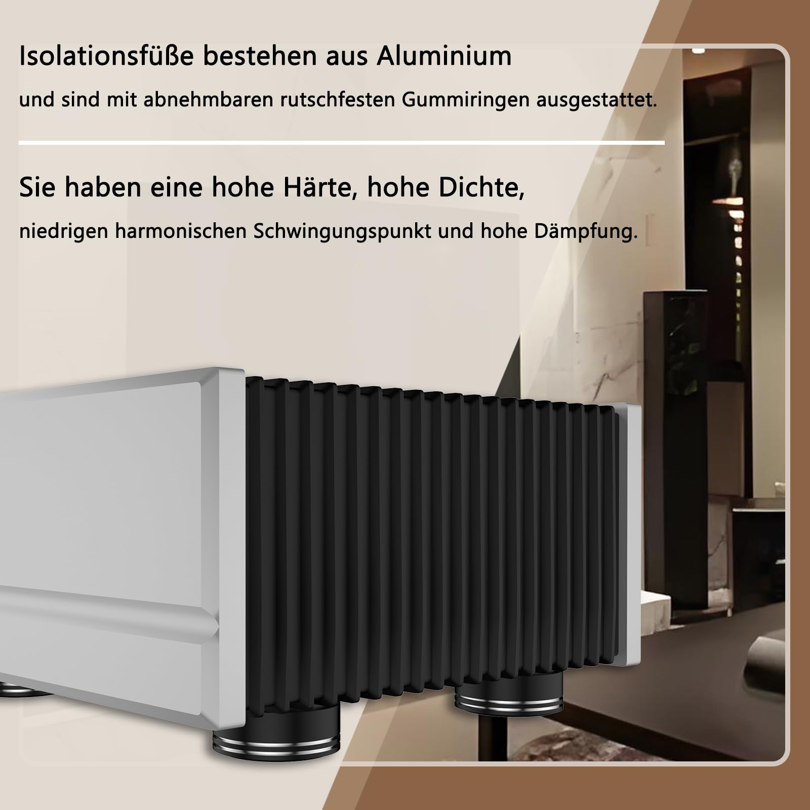 Billés Acier Inox 4 Pieds De Haut-parleur Tertullus - Aluminium Avec Perle Absorption Chocs, Pour Améliorer Son Et Réduire Vibrations Meuble Hifi