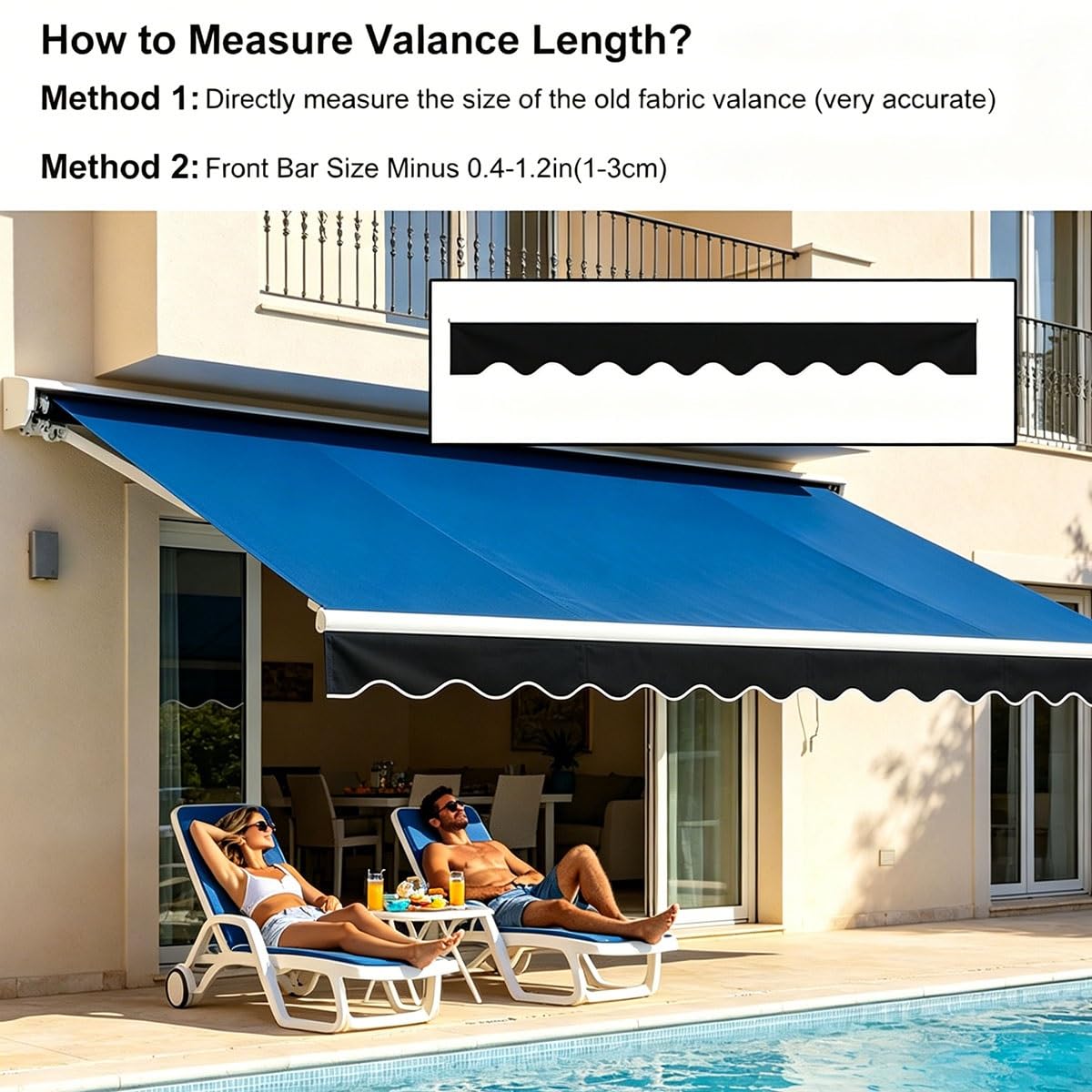 Genérico Cenefa Impermeable de Repuesto para Toldo, Cenefa Ondulada para Parasol de Patio Balcón, Cenefa Resistente para Toldo Exterior 280 310 380 450 600 cm(Negro,B400cmxH20cm)
