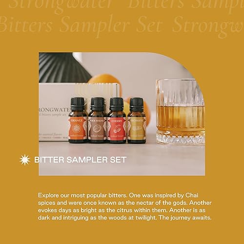 Miniatura 3 de Strongwater Juego de muestras de amargos de cóctel, juego de amargos de cóctel para 32 cócteles, juego de regalo amargo con cereza, aromático, nogal