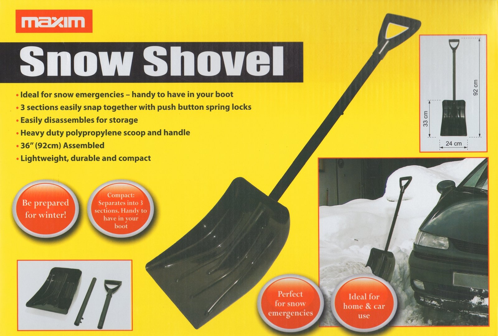 Maxim Snow Shovel Emergency in Winter For Home and Car Use