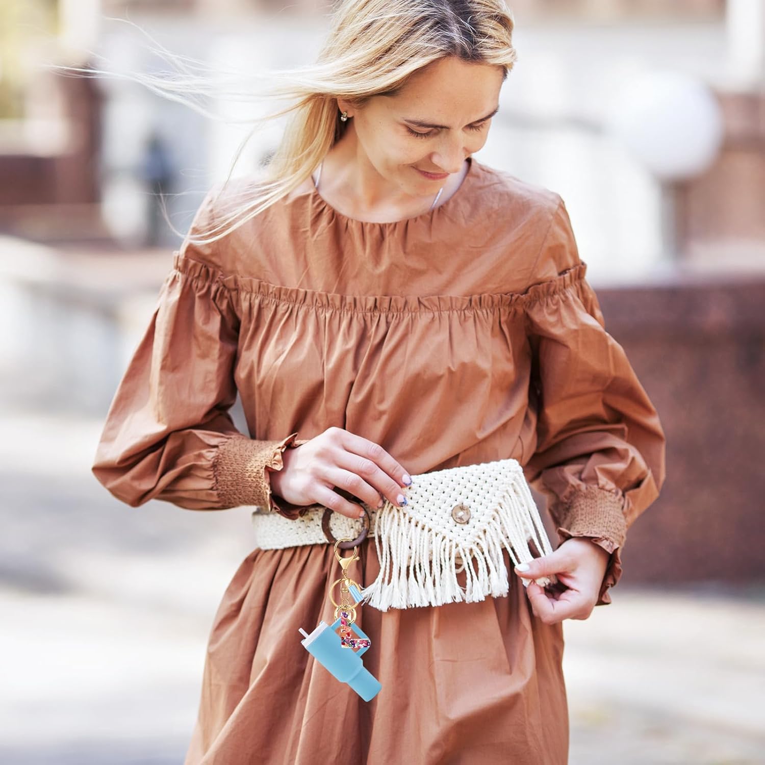 Mini Tumbler Chapstick Holder Keychain, Initial Letter Stanley Cup Charms Fashion Tassel Keychain for Backpack - Image 7