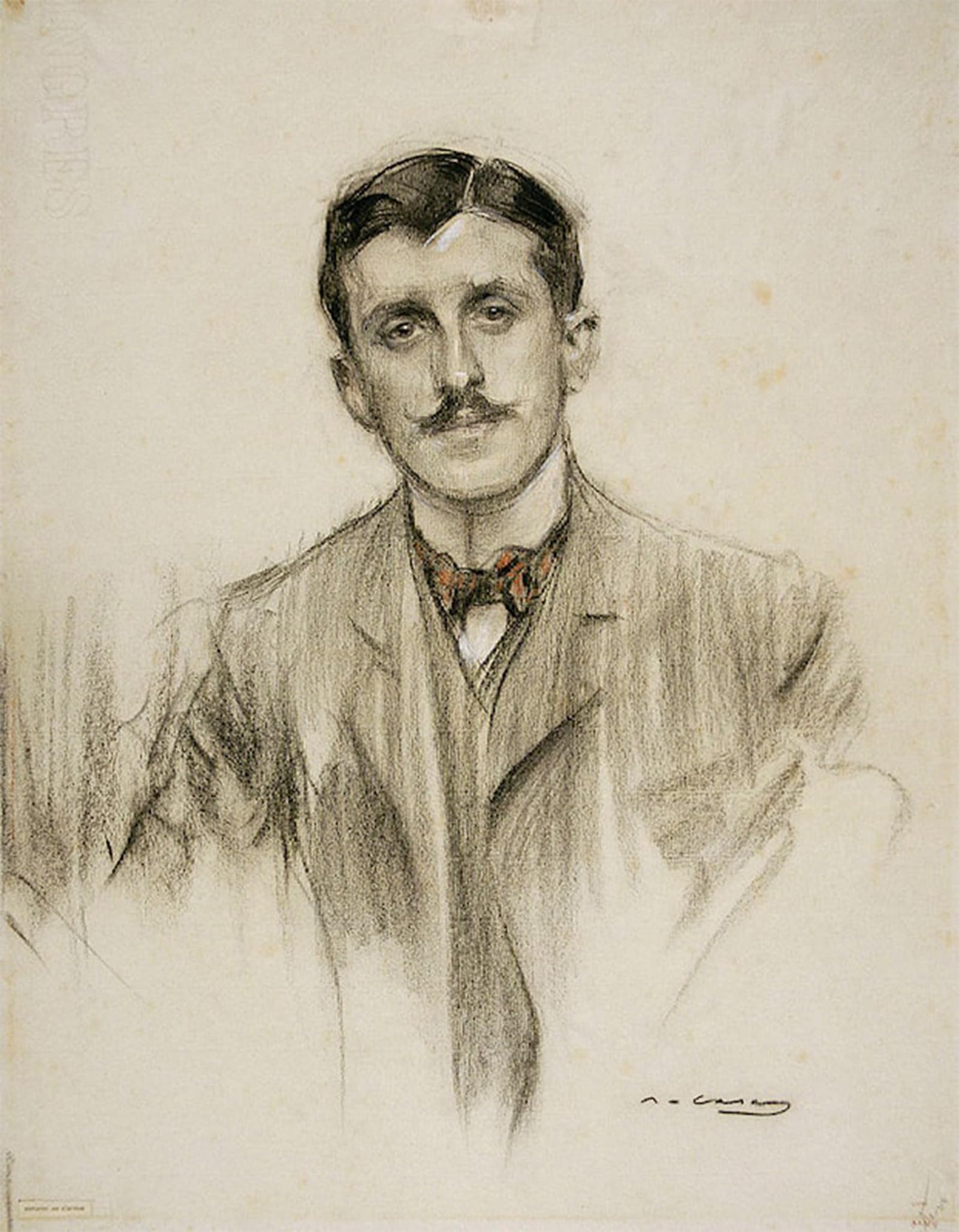 SERENDIPITP Vintage Picture Print on Canvas Wall Art Poster Portrait of Joaquín Álvarez Quintero by Ramon Casas Y Carbó Artwork Print Poster for Wall Decor 60x90cm