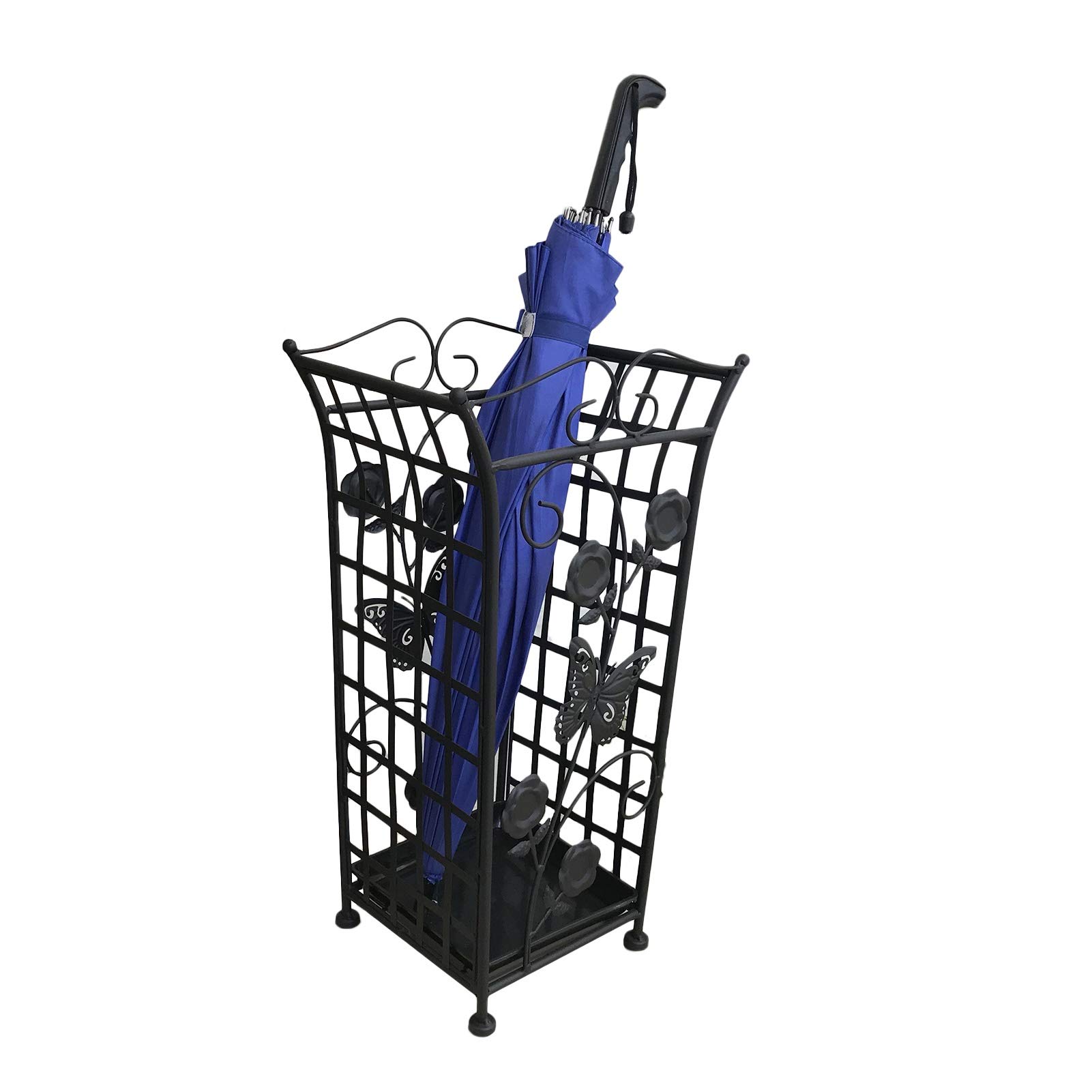 Porte-parapluie en métal avec bac d'égouttage pour sol sec