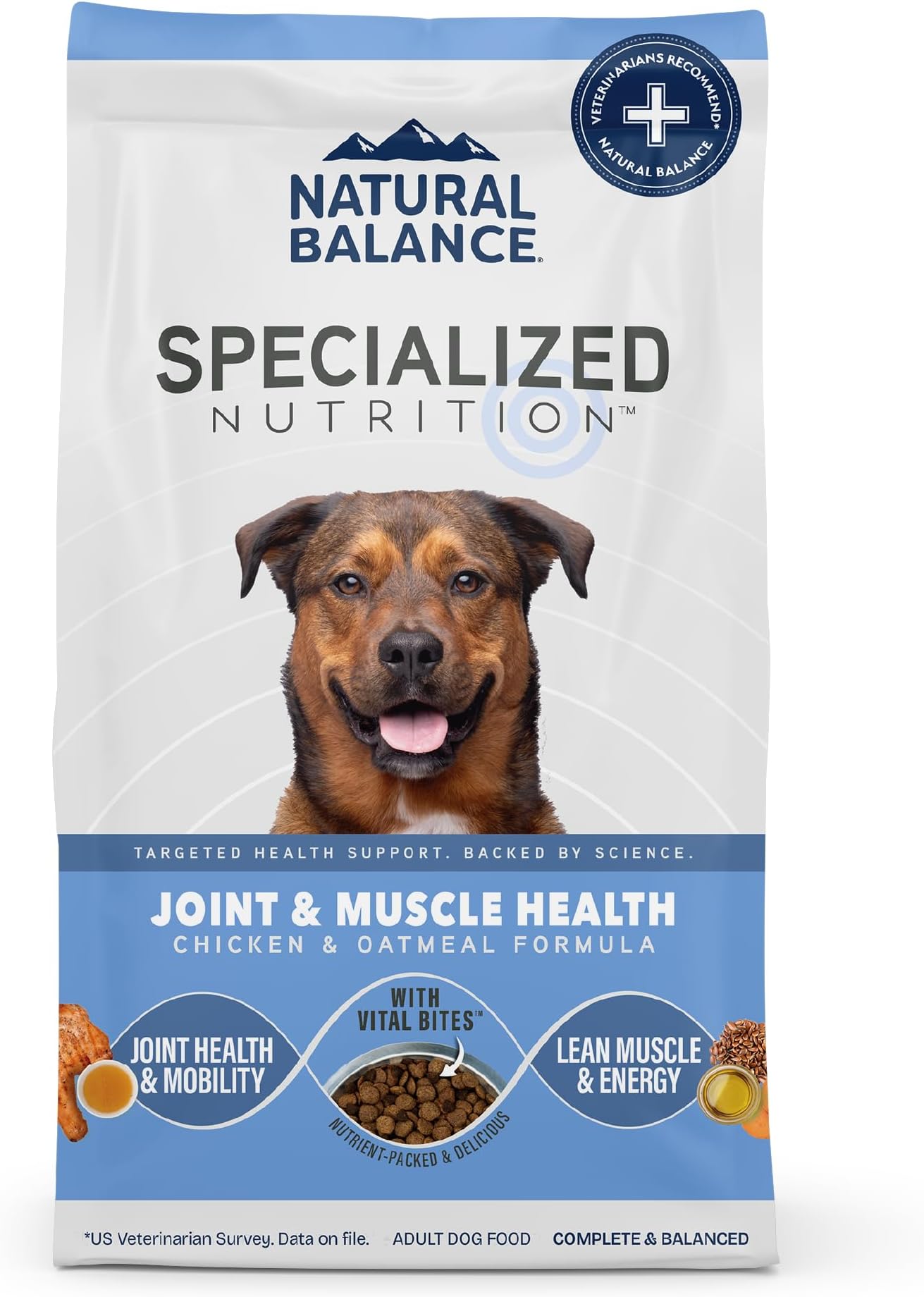 Natural Balance Specialized Nutrition Dry Dog Food Formula with Chicken and Oatmeal for Dogs, Joint Health & Muscle Health Dog, Natural Ingredients with Added Vitamins & Minerals - 22 lbs
