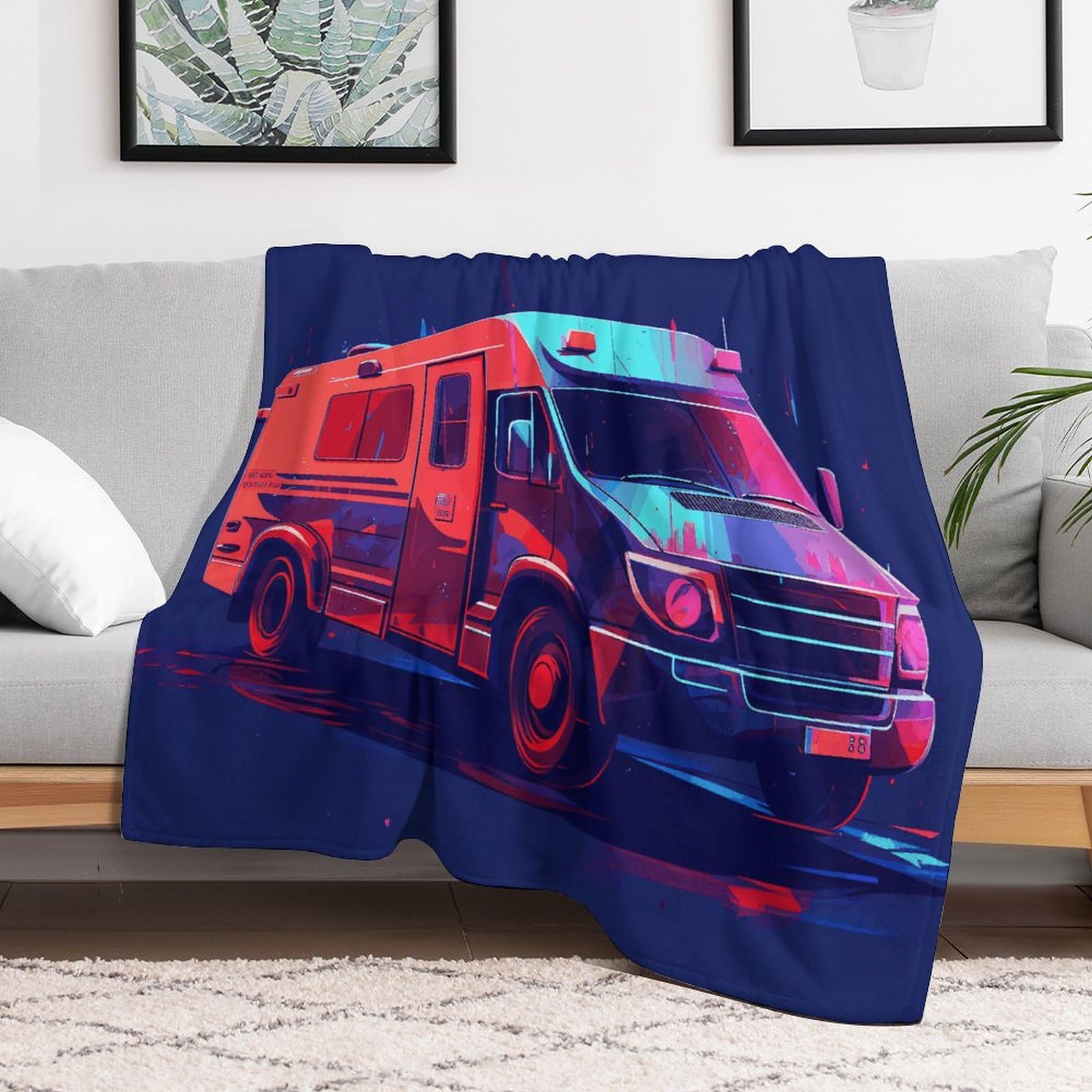 Couverture en micro polaire rafraîchissante et chaude grand plaid violet motif voiture