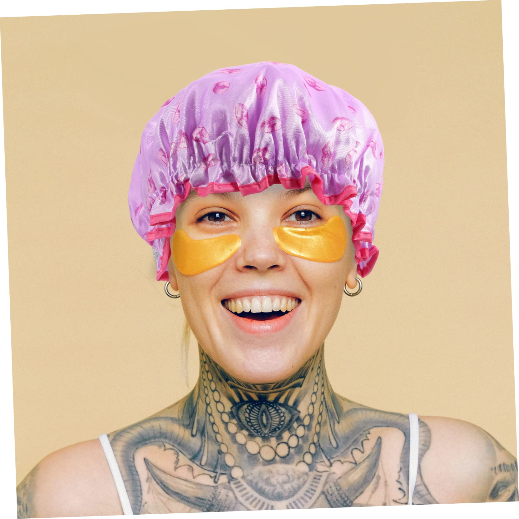 Healeved 8pezzi Cuffie Da Impermeabili Per Donne Design Doppio Con Stampa Carina Leggere e Pieghevoli Per Bagni e Viaggi Ananas
