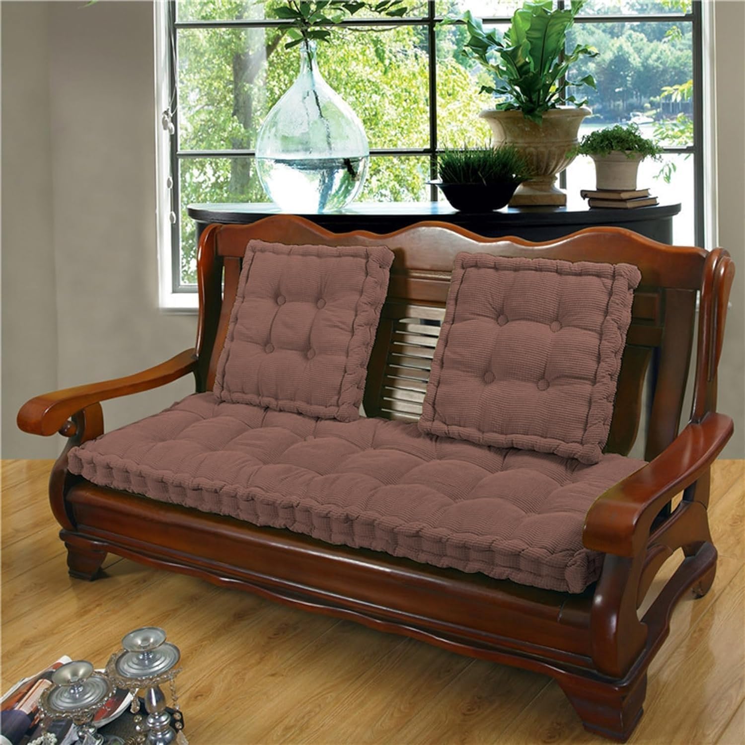 Gruba miękka nakładka na ławkę do huśtawki ogrodowej – 50 x 150 cm, idealna do 1/2/3-osobowego futra wewnątrz/na zewnątrz, na patio i werandę, do siedzenia przy oknie.