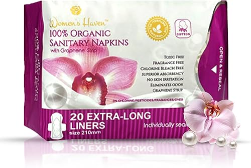 Servilletas sanitarias orgánicas Haven para mujer (forros extralargos)