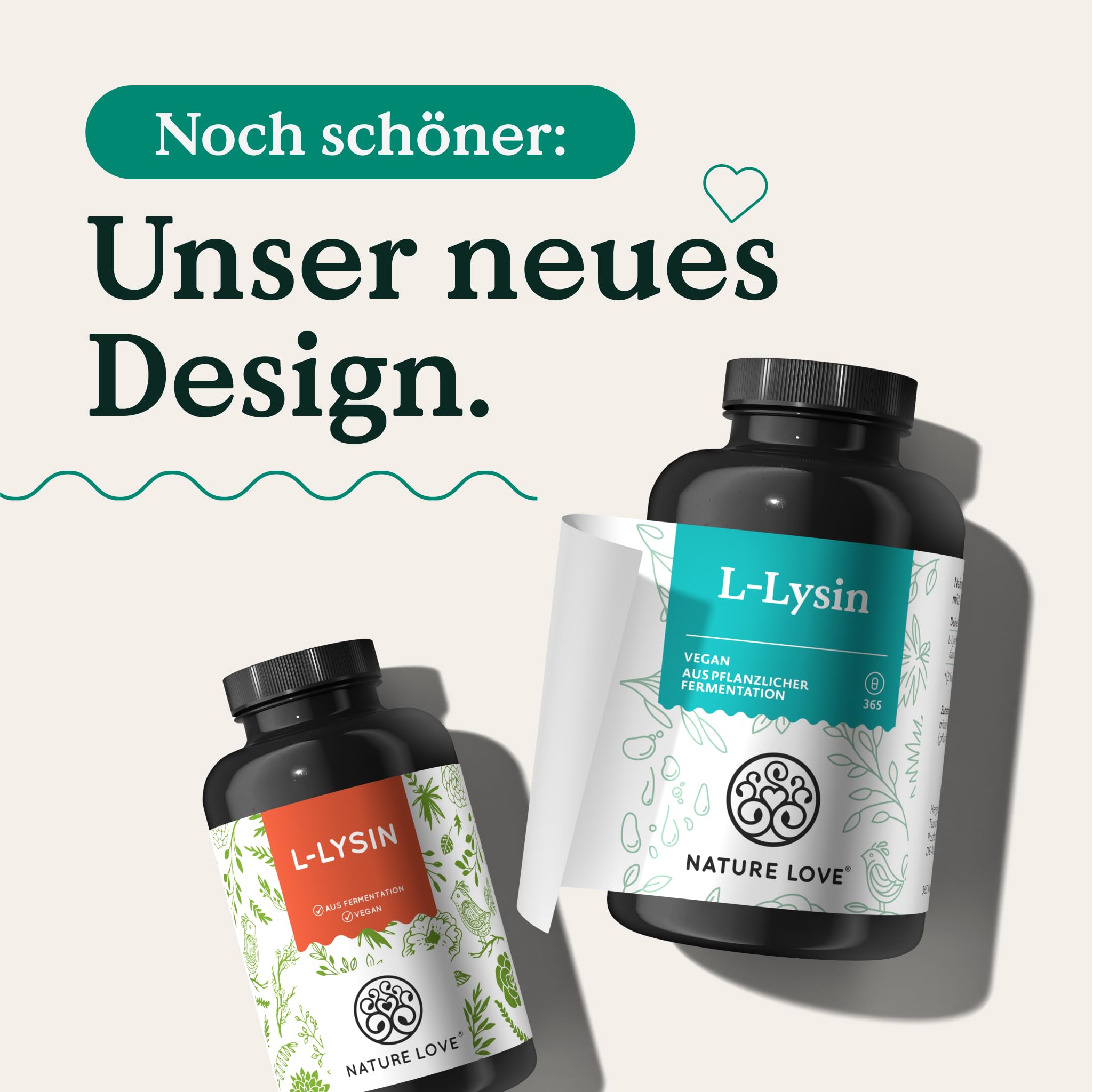 NATURE LOVE® L-Lysin - 365 vegane Kapseln - 1000mg L-Lysin HCL pro Tagesdosis - Lysin aus pflanzlicher Fermentation - 6 Monate Reichweite - Laborgeprüft, ohne Zusätze und in Deutschland produziert