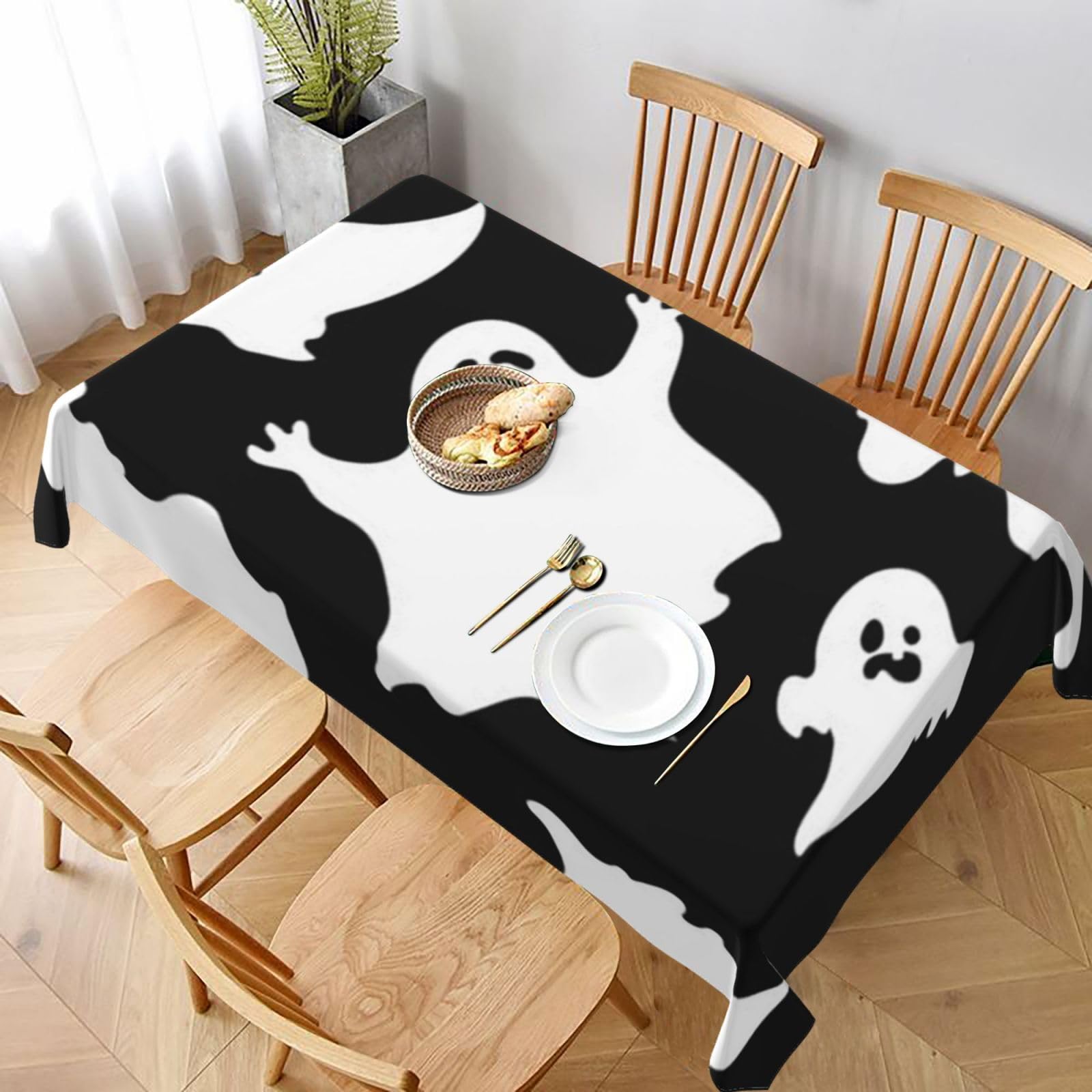 BNVSADC Halloween Goth Printed Rectangle Tablecloth 228x152 CM, Water Resistant Polyester Table Cloth Decorative Fabric Table Covers for Kitchen Dining Table Parties Camping