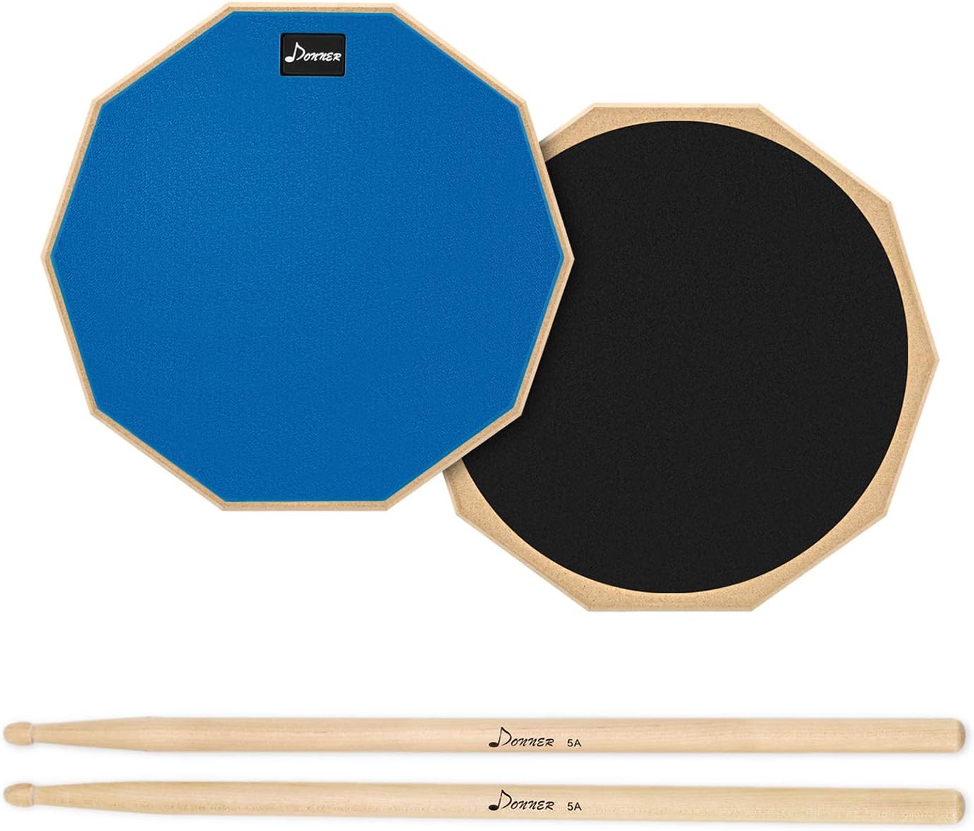 12 Inches Drum Practice Pad 2-Sided Silent Drum Pad Set Blue With Drum Sticks
