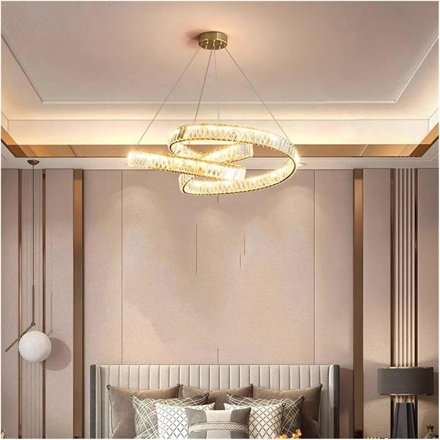 Modern Ring LED Chandelier Gold Living Room Light Fixtures Restaurant Crystal Chandelier,for Decoration