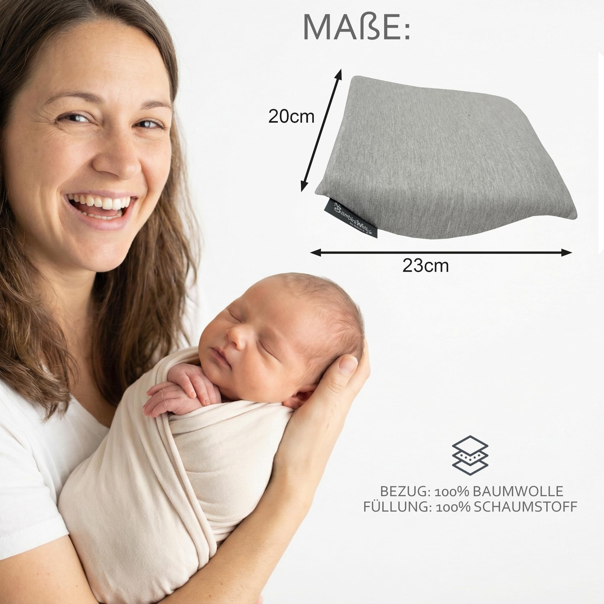 BAMBINIWELT - Coussin de siège - Compatible avec Maxi Cosi Cabrio Fix et Citi (gris clair)