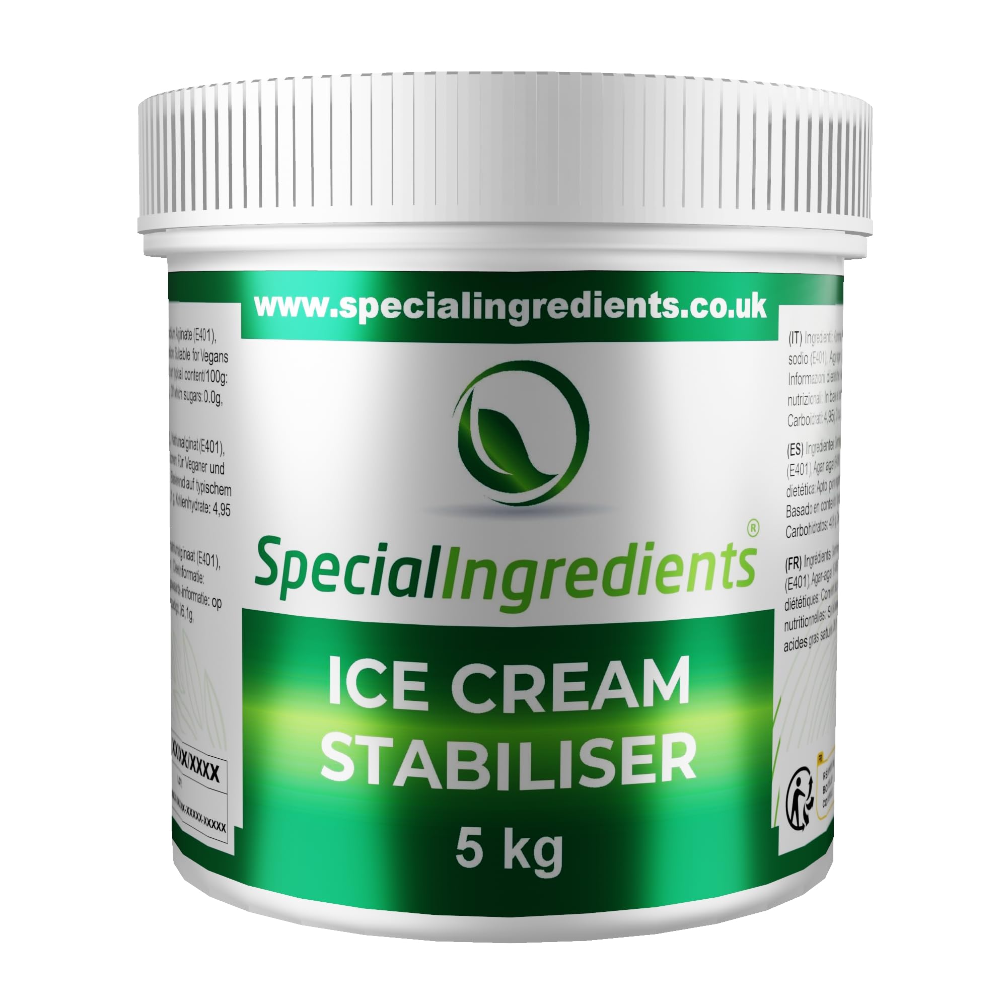 Ice Cream Stabiliser and Improver 5kg - Vegan, Non-GMO, Gluten Free – Recyclable Container