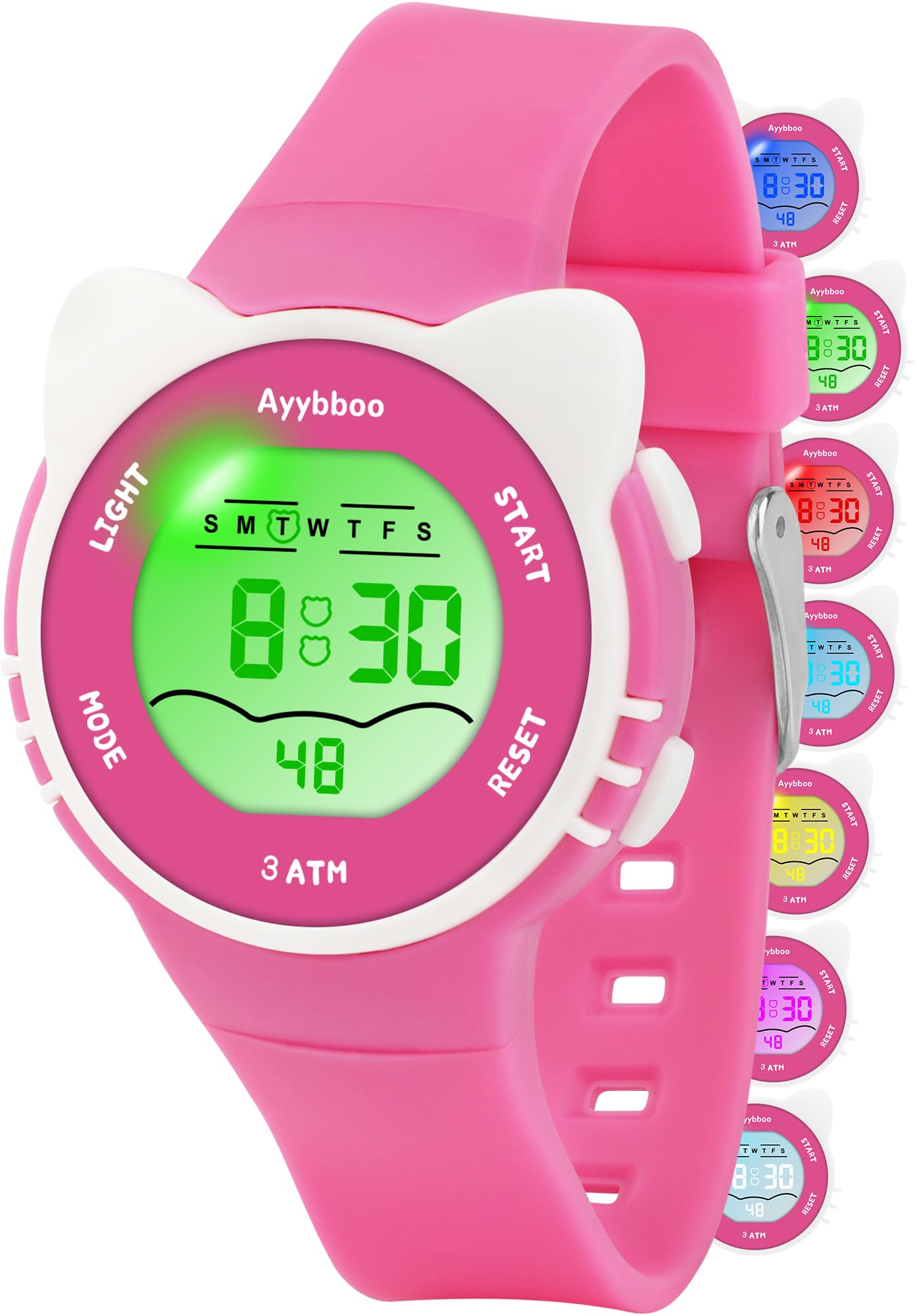 Photo 1 of *** NOT FUNCTIONAL *** ** SOLD FOR PARTS // FINAL SALE 07/12**Ayybboo Kids Digital Watches for Girls Boys, 7 Color Lights Waterproof Cute Wristwatches for Kids with Alarm Stopwatch, Great Present for Girls Boys Ages 5-13