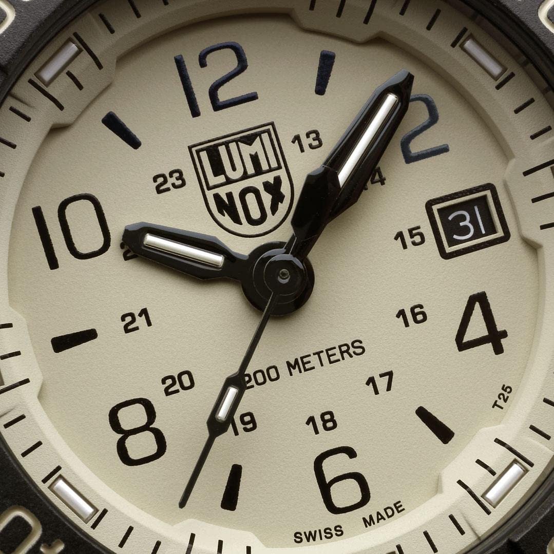 Luminox Navy Seal Foundation Taucheruhr aus Edelstahl und Kautschuk Schwarz-Beige 45mm mit extra Nylon-Armband, Wasserdichtigkeit, 20Bar, XS.3251.CBNSF.Set