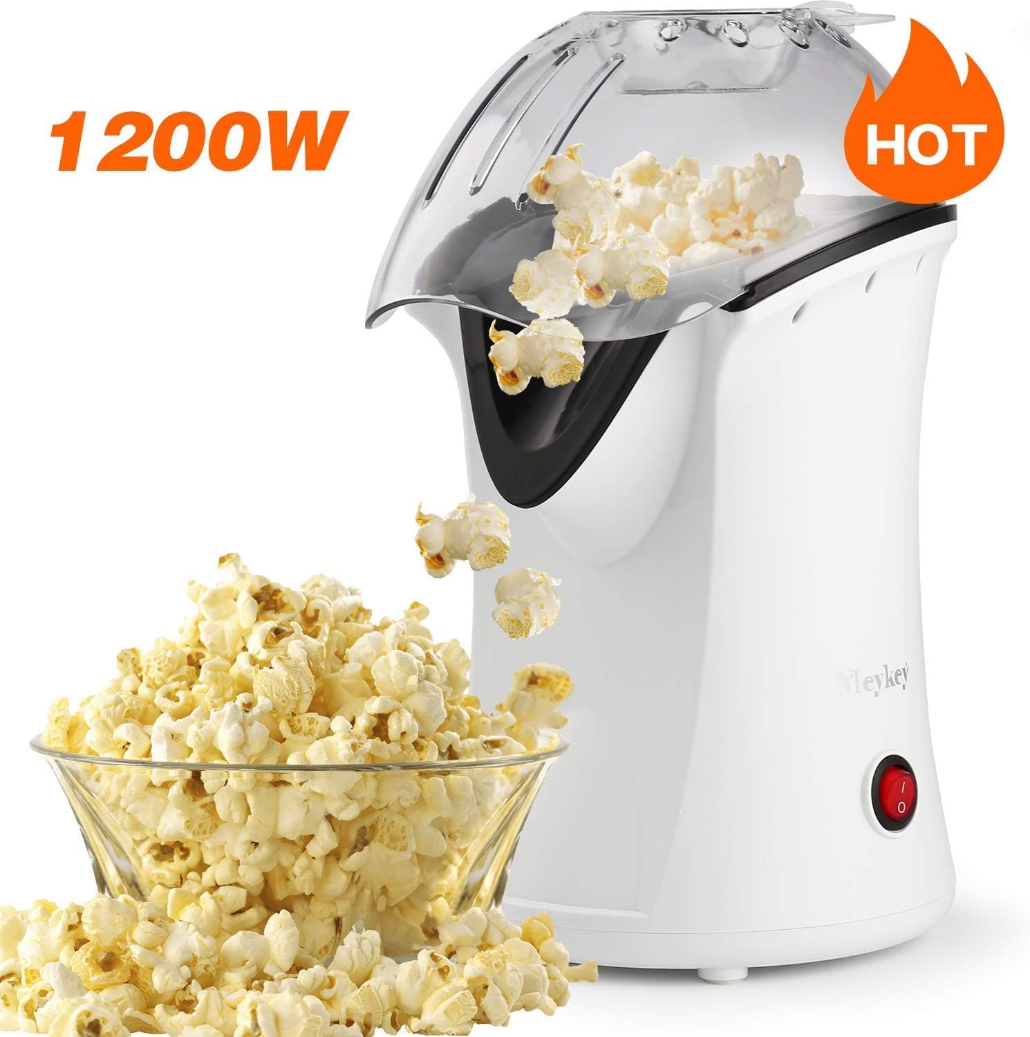 Popcorn Popper Hot Air Popper 1200W Popcorn Maker No Oil For Healthy Snacks