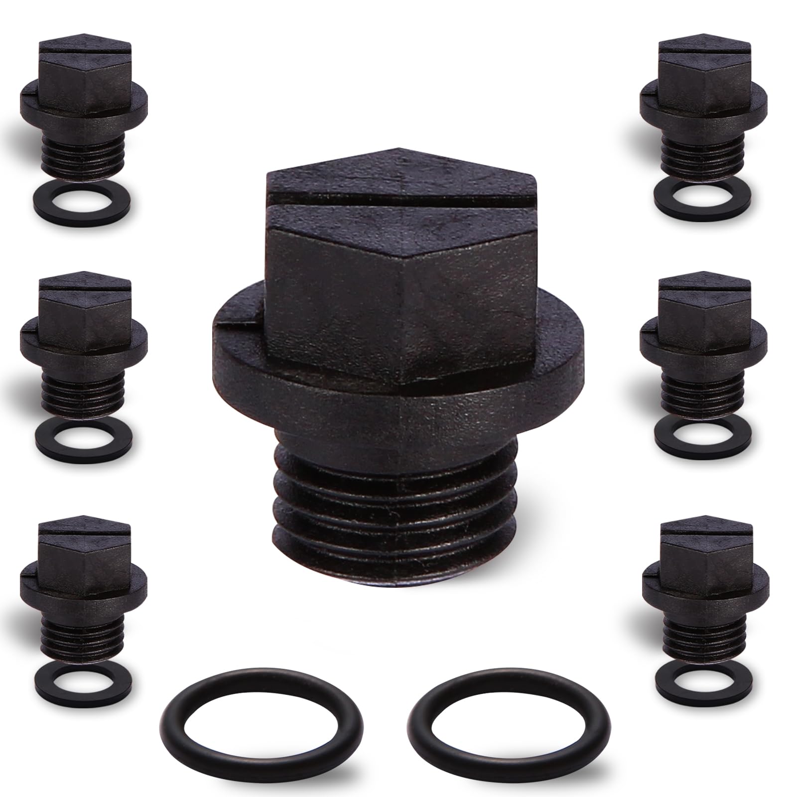 Lenporl 6-Pack Pool Pump Drain Plugs with 2 O-Rings & 6 Square Washers SPX1700FG, Compatible with Hayward Super Pump PowerFlo and MaxFlo Series Pool