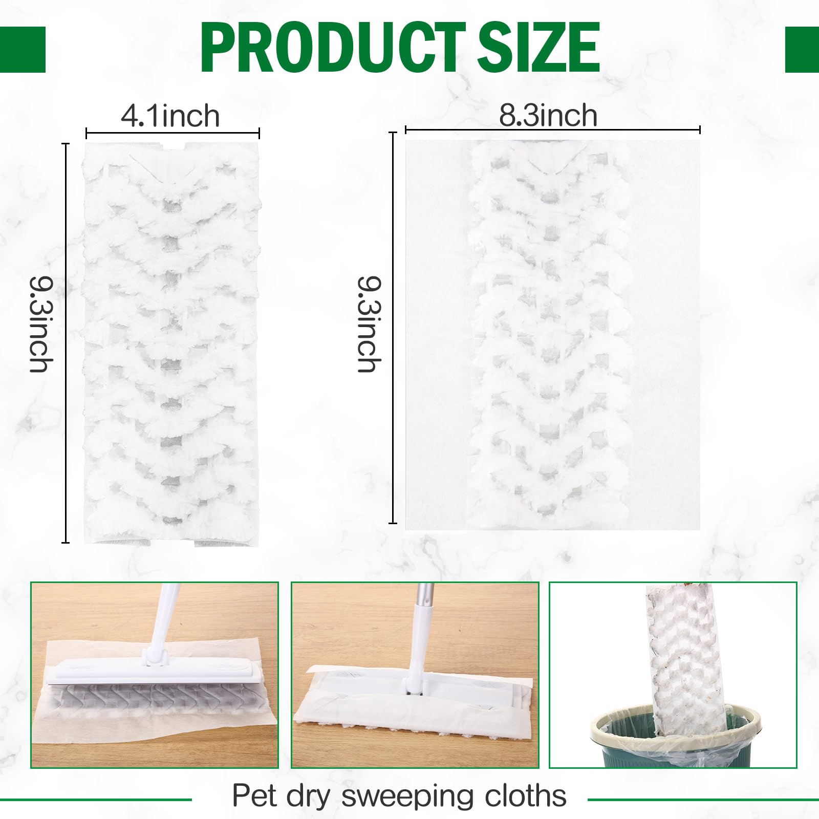 Gejoy 300 paños de barrido en seco resistentes compatibles con Swiffer Sweeper Mop, almohadillas de microfibra para limpiar el polvo de suelos de madera dura y el pelo de mascotas, recambios