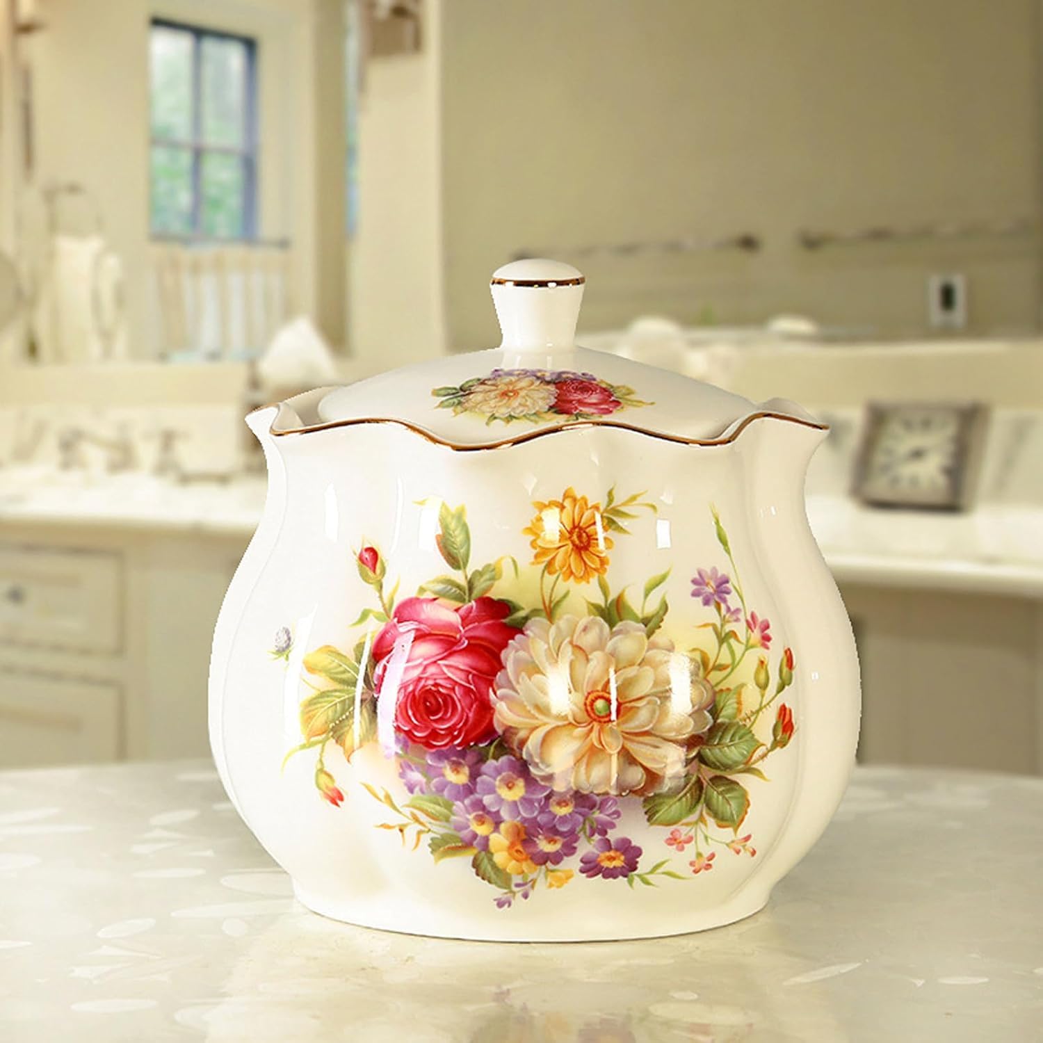 Ceramiczny słoik na ciasteczka z hermetyczną pokrywką, duży porcelanowy pojemnik kuchenny do przechowywania cukru, herbaty, kawy, płatków śniadaniowych, cukierków, przekąsek, suszonych owoców i