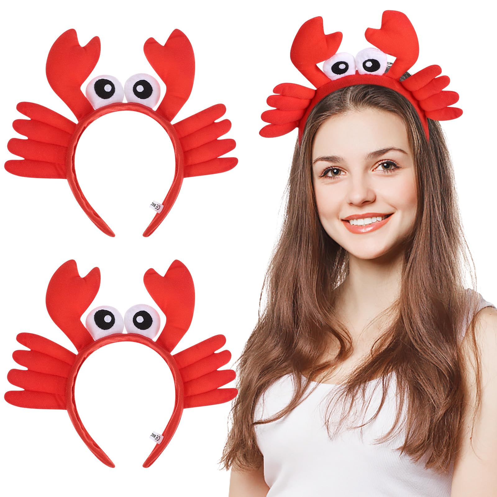 Milisten 2 Pezzi Cerchietti per Chioma a Forma di Granchio 25x20 Cm, Fascia Decorativa Leggera per Feste e Cosplay, Accessori per Chioma per Ragazze, Copricapo per Eventi Mascherati