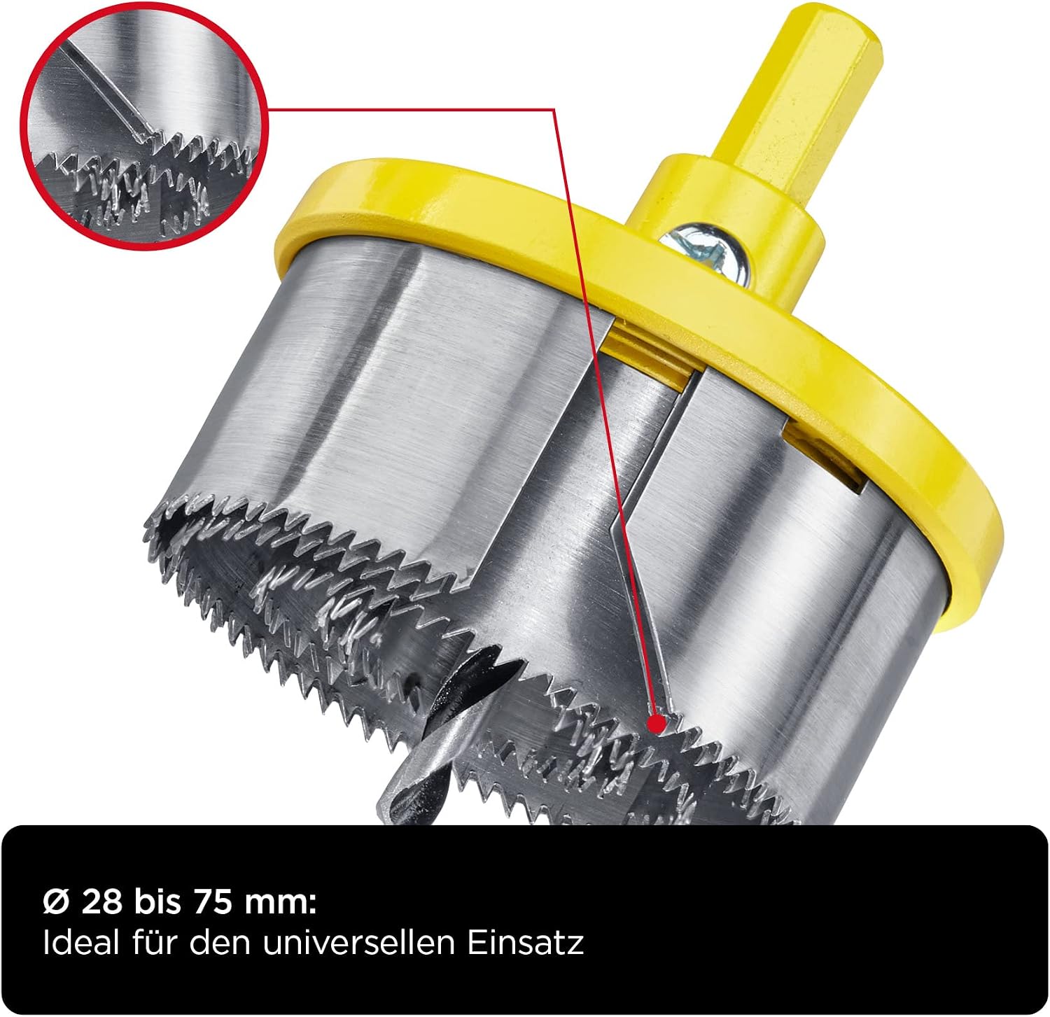 kwb 5-Piece Multi-Fluted Hole Saw Ø 28, 35, 50, 68 and 75 Mm With Good Cutting Performance, Heavy Aluminium Die-Cast Backing Plate and Hexagonal Shank for Universal Use