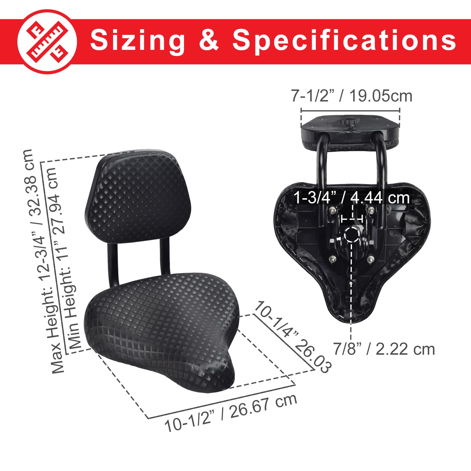 Amazon.com : AlveyTech Bike Saddle Seat with Backrest - Wide Soft