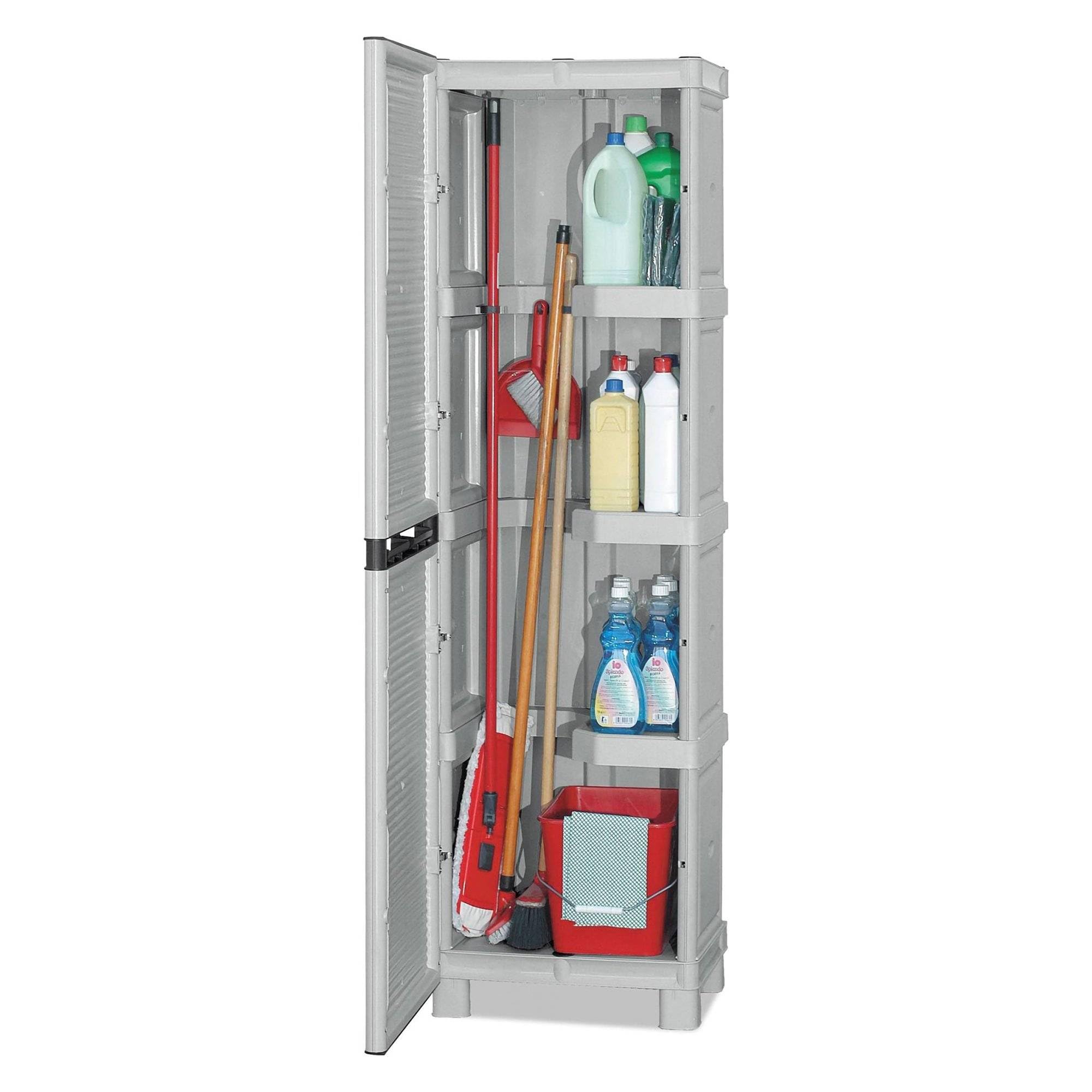 Dmora - Armadio da esterno Liegi, Mobile outdoor, Armadio per lavanderia multiuso, 100% Made in Italy, Grigio chiaro, 50x39h172 cm