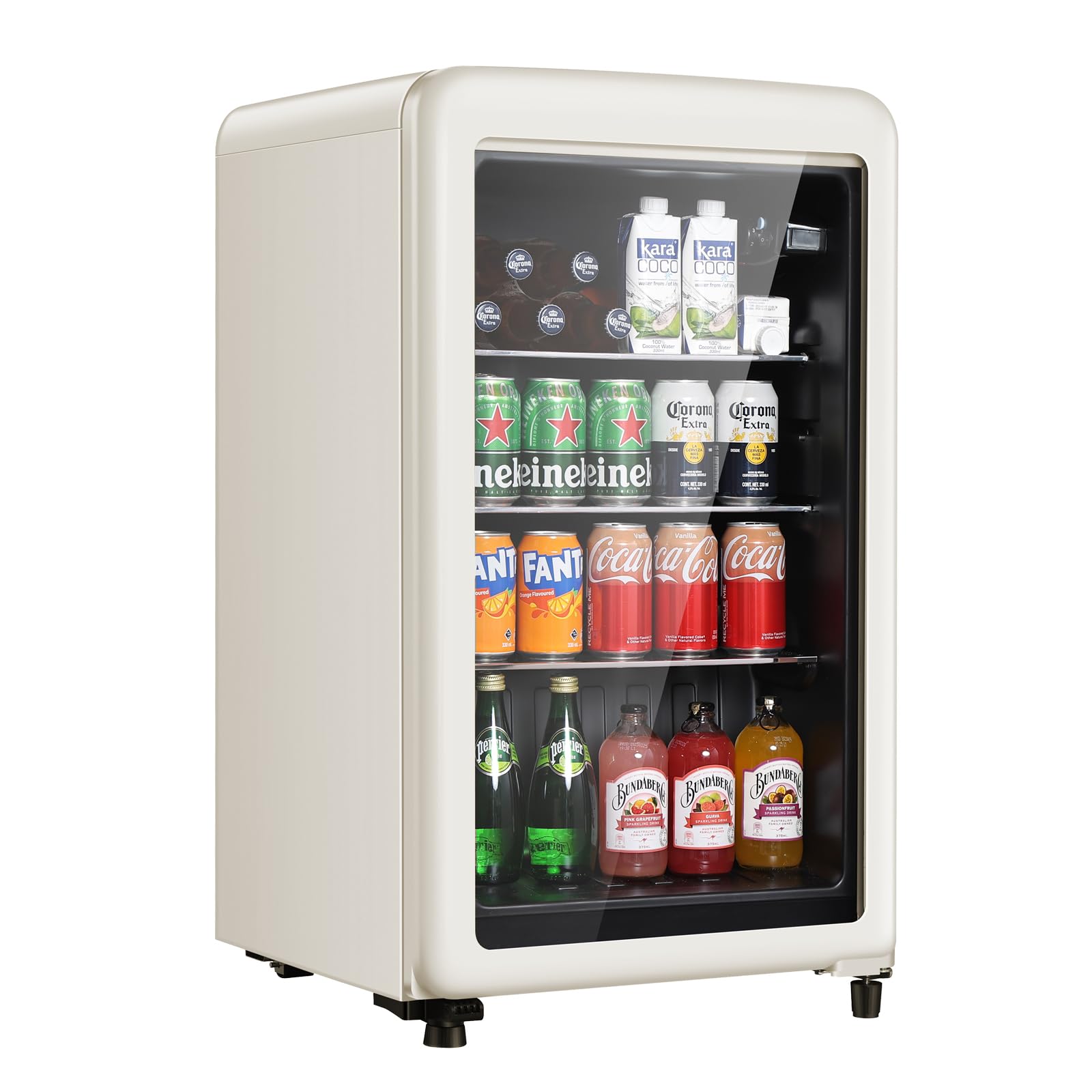 HAILANG+more Retro Beverage Refrigerator, 3.2 Cu.Ft Mini Fridge with Glass Door, Vintage Freestanding Drink Cooler for Office, Bar, Home, Adjustable Shelving, Adjustable Thermostat (White) on Fridge.com