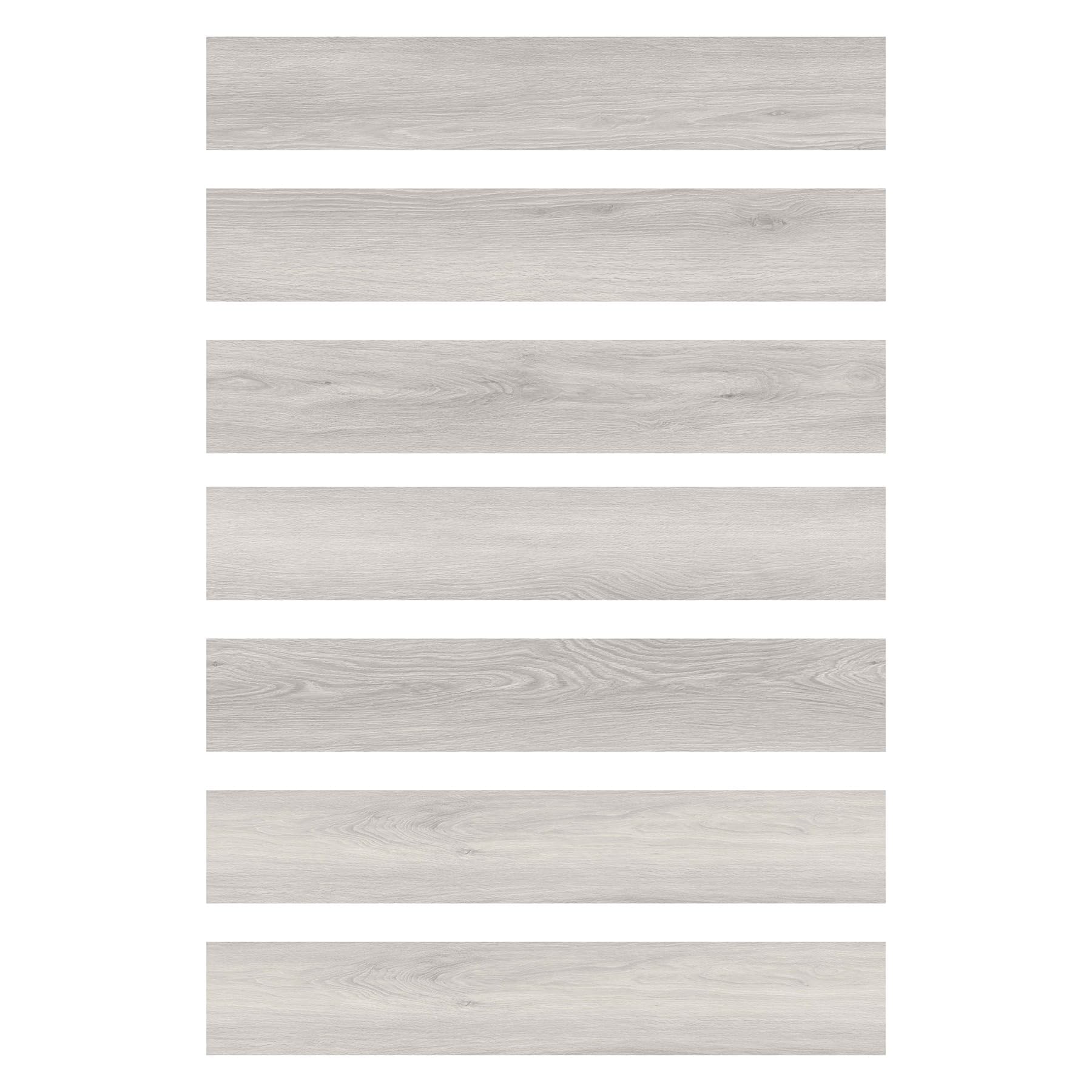 FloorPops 36-in by 6-in Light Grey Peel and Stick Wood Floor Planks, Pack of 7 Tiles, FPW6159