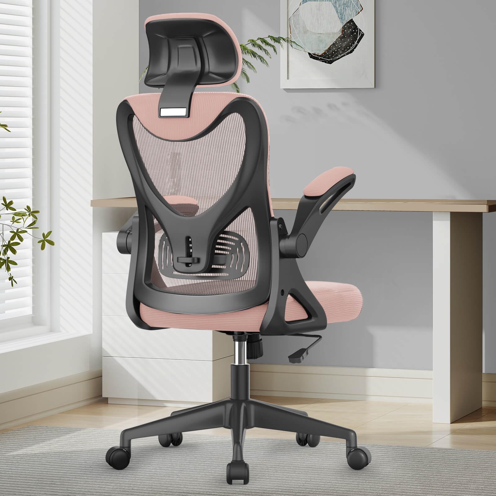 Office Chair - Ergonomic Desk Chair with Lumbar Support Headrest Adjustable, Padded Flip-up Armrests Comfy Seat Cushion High Back Executive Manager Chair For Home Office — image 1