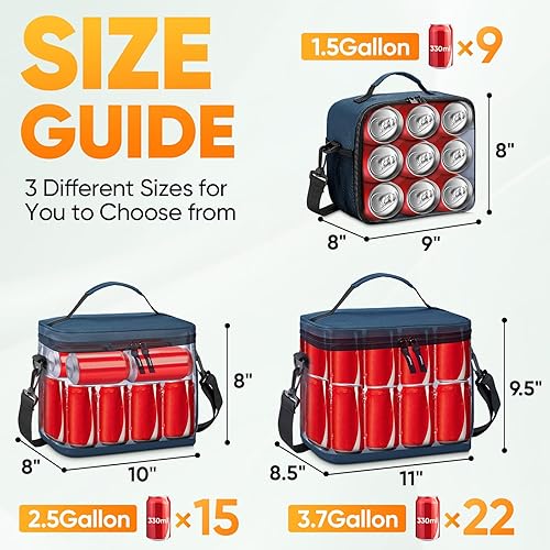 Miniatura 4 de BALEINE Lonchera aislada para hombres y mujeres, bolsa térmica a prueba de fugas para 15 latas con correa ajustable para el hombro para el trabajo