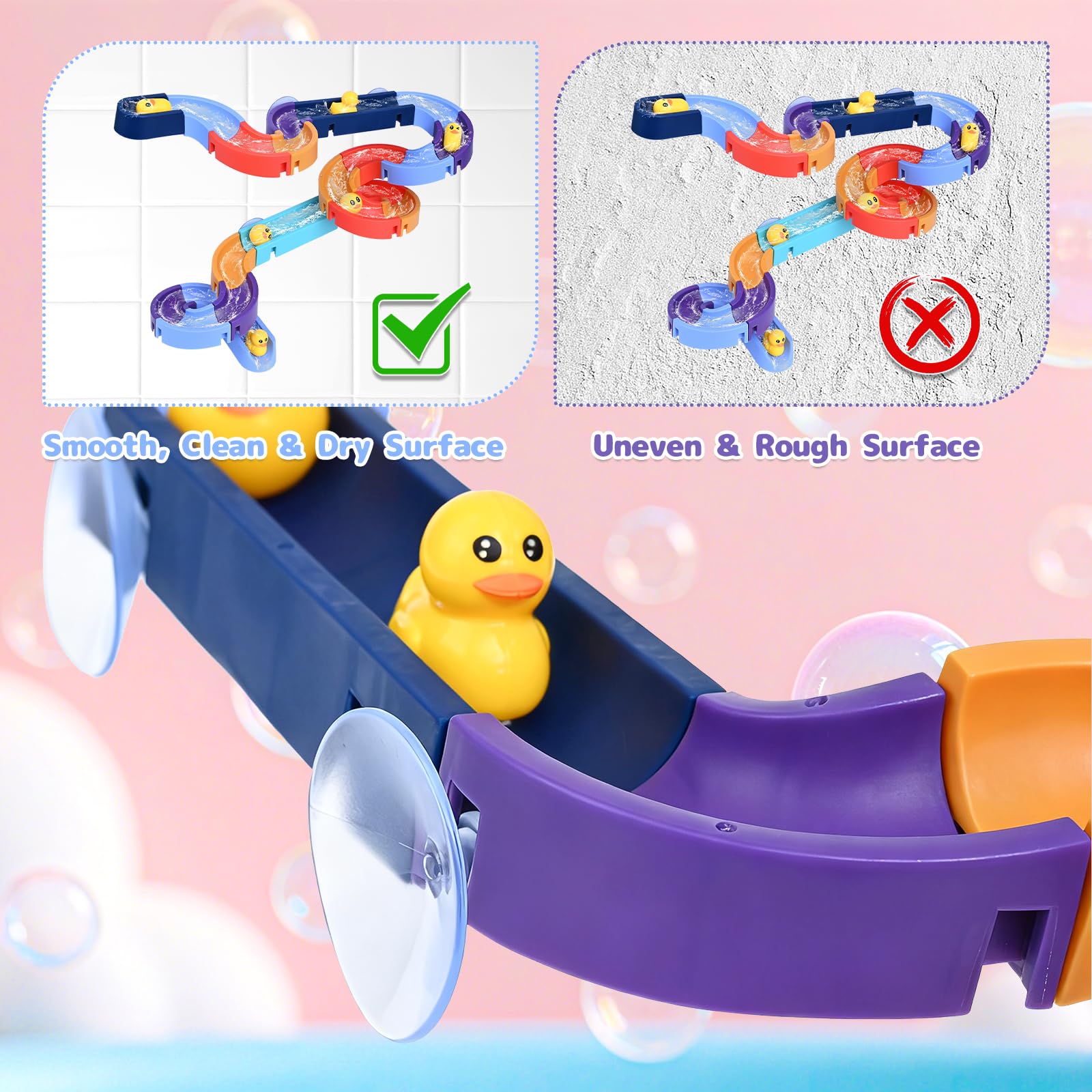 WEXFFU 34Pcs Kids Bath Toys, Track Bath Toy, Bath Track Game Shower Water Toys with Suction Cups Baby - Image 3