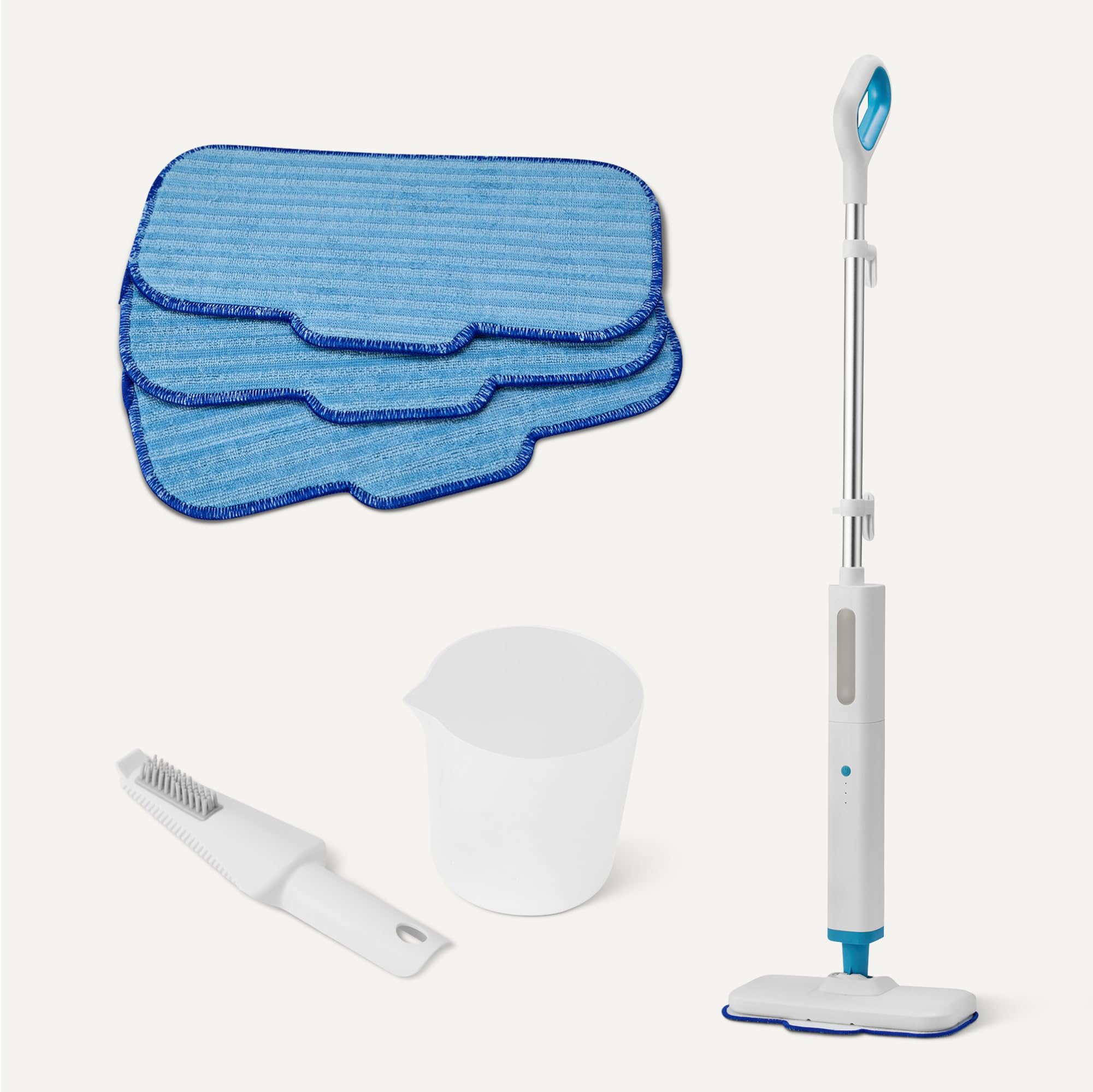 Amazon Basics Balai vapeur pour nettoyage des sols durs, avec 3 tampons lavables, Convient à Tous Les sols durs, 30.5 x 13.9 x 0.5 cm, Bleu