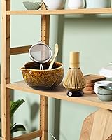 Vista 7 de Juego de batidor de matcha, kit de matcha transformado en horno, cuenco de cerámica con boquilla (18 onzas), batidor de bambú, tamiz inoxidable
