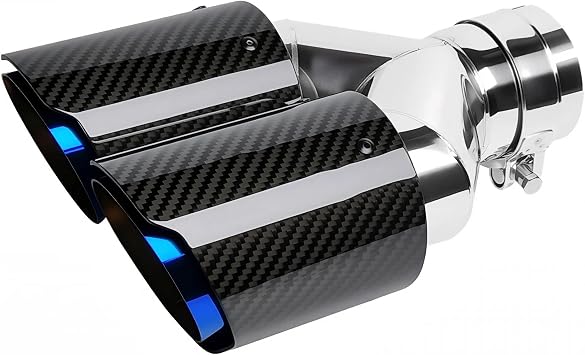 Carbon Fiber Exhaust Tips 2.5" Inlet to Dual 3.5" Outlet Tailpipe Fit for 61-63 mm Exhaust Pipe