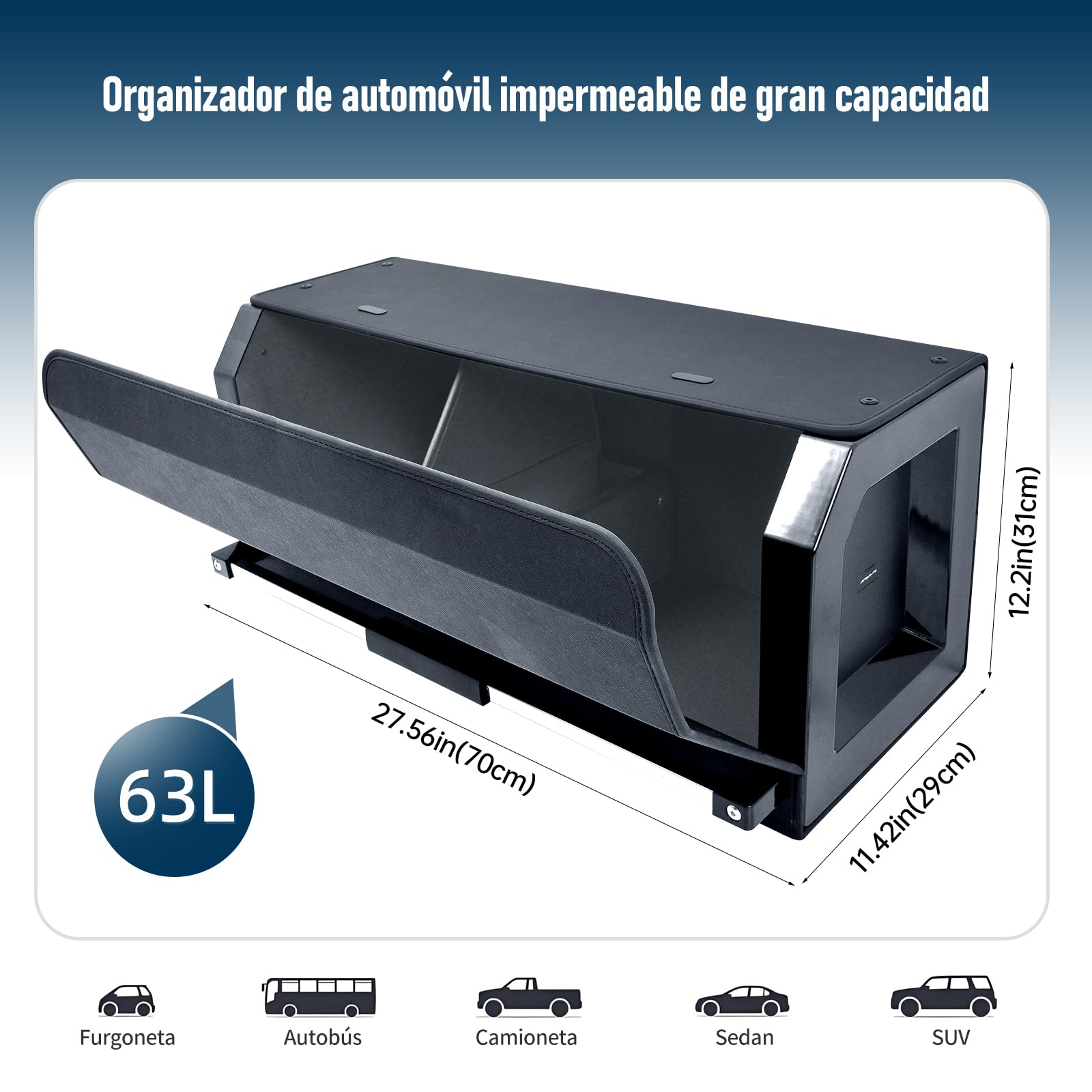 Organizador maletero con tapa magnética para SUV y todo tipo de coches