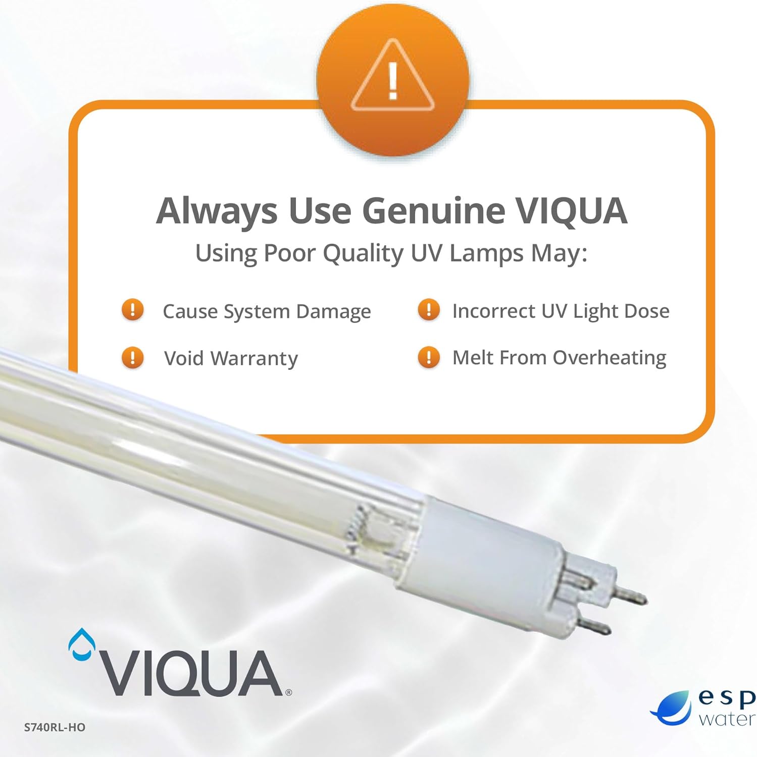 Viqua S740RL-HO UV Lamp for SPV-15, SP740-HO, SC-740 Series, Genuine OEM Ultraviolet Bulb