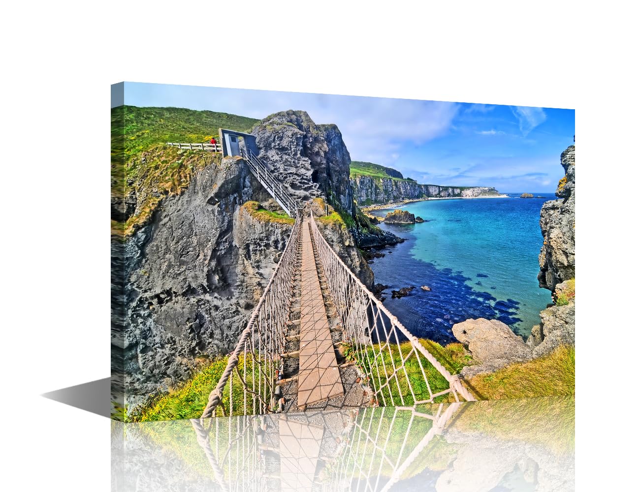 TISHIRON England Wall Decorations for Living Room Rede Rope Bridge Wall Art 1 Piece Northern Ireland Room Decor Modern Home Decor Giclee Wooden Framed Ready to Hang (12''Wx 18''H)