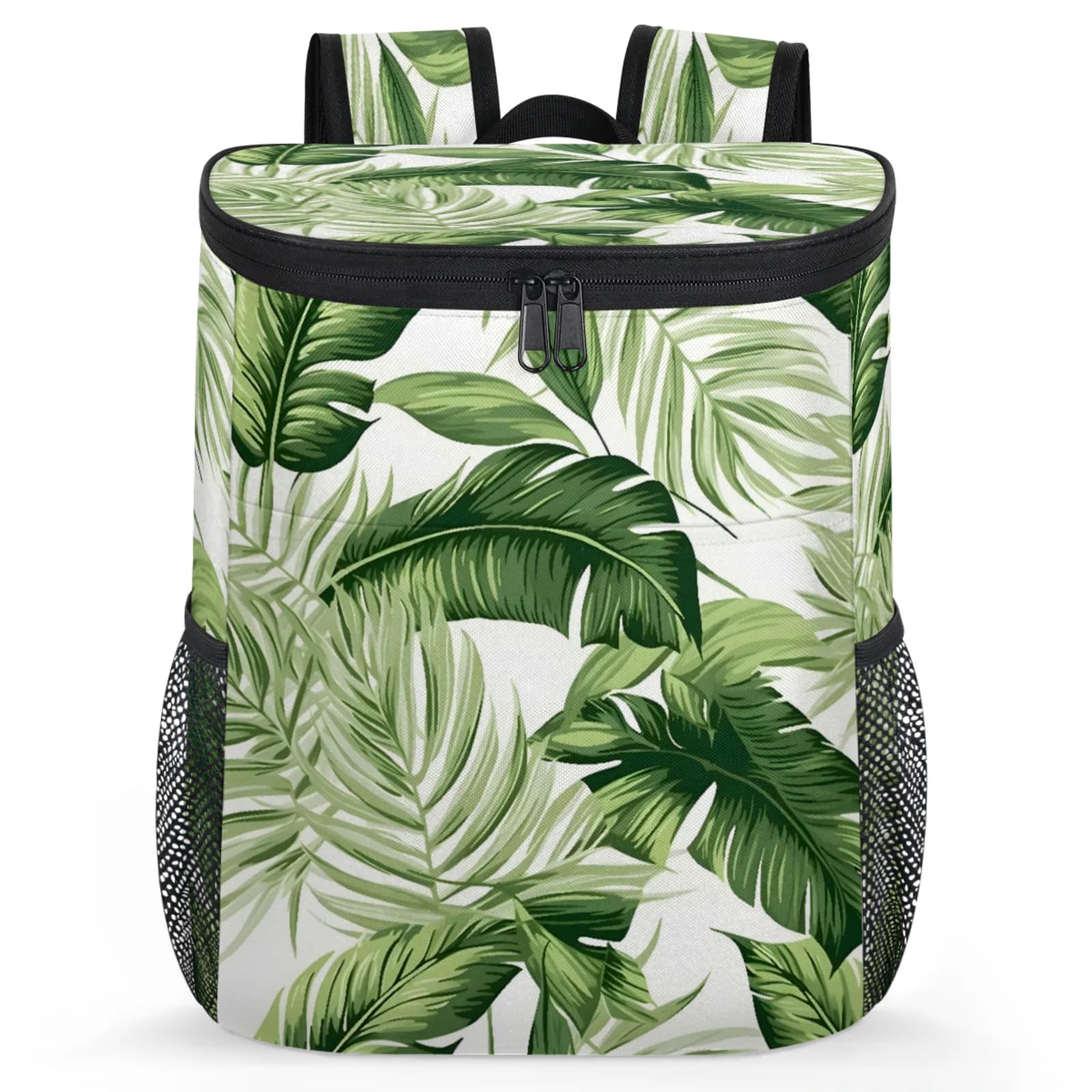 CNNINGYI Large Waterproof Insulated Cooler Backpack, Plant Leak Proof Backpack 30 Cans, Tropical Plants Lightweight Cooler Bag for Travel Camping Beach Lunch