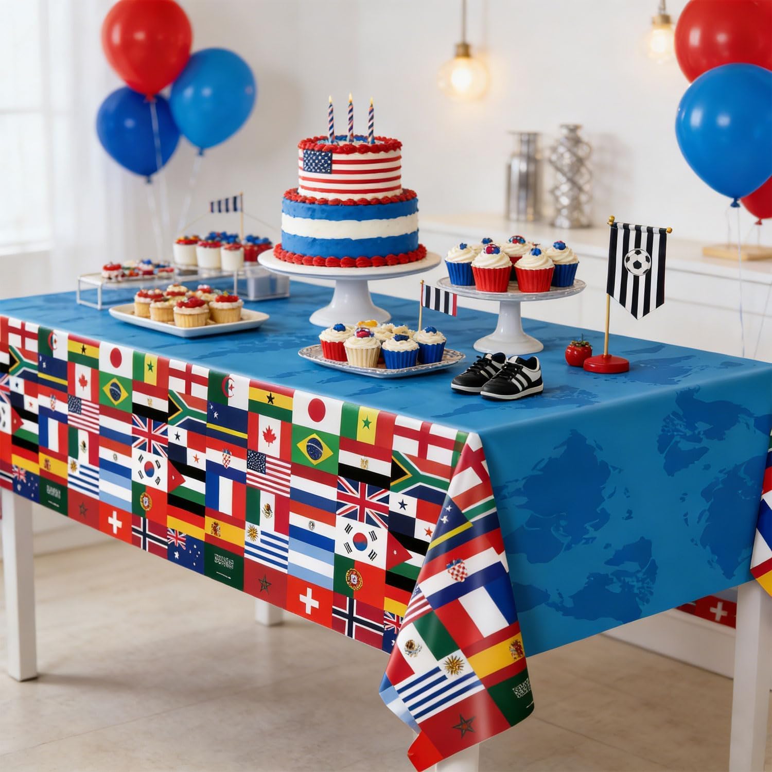 3 PCS Soccer Tablecloths - Soccer Birthday Party Decorations Soccer Table Cloth Soccer Tablecloth Plastic Table Cover for 2026 Soccer Theme Party Decorations, 54 x 108 Inch
