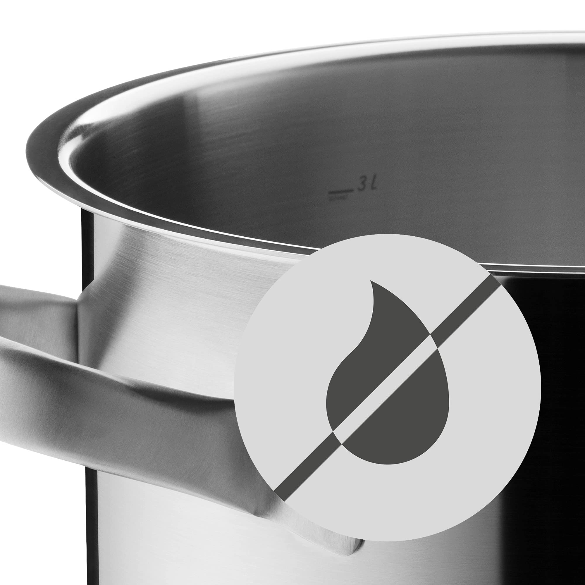 WMF Gourmet Plus Topfset Induktion 5-teilig, Kochtopf Set mit Metalldeckel, Cromargan Edelstahl mattiert, Induktions Töpfe Set unbeschichtet, Innenskalierung